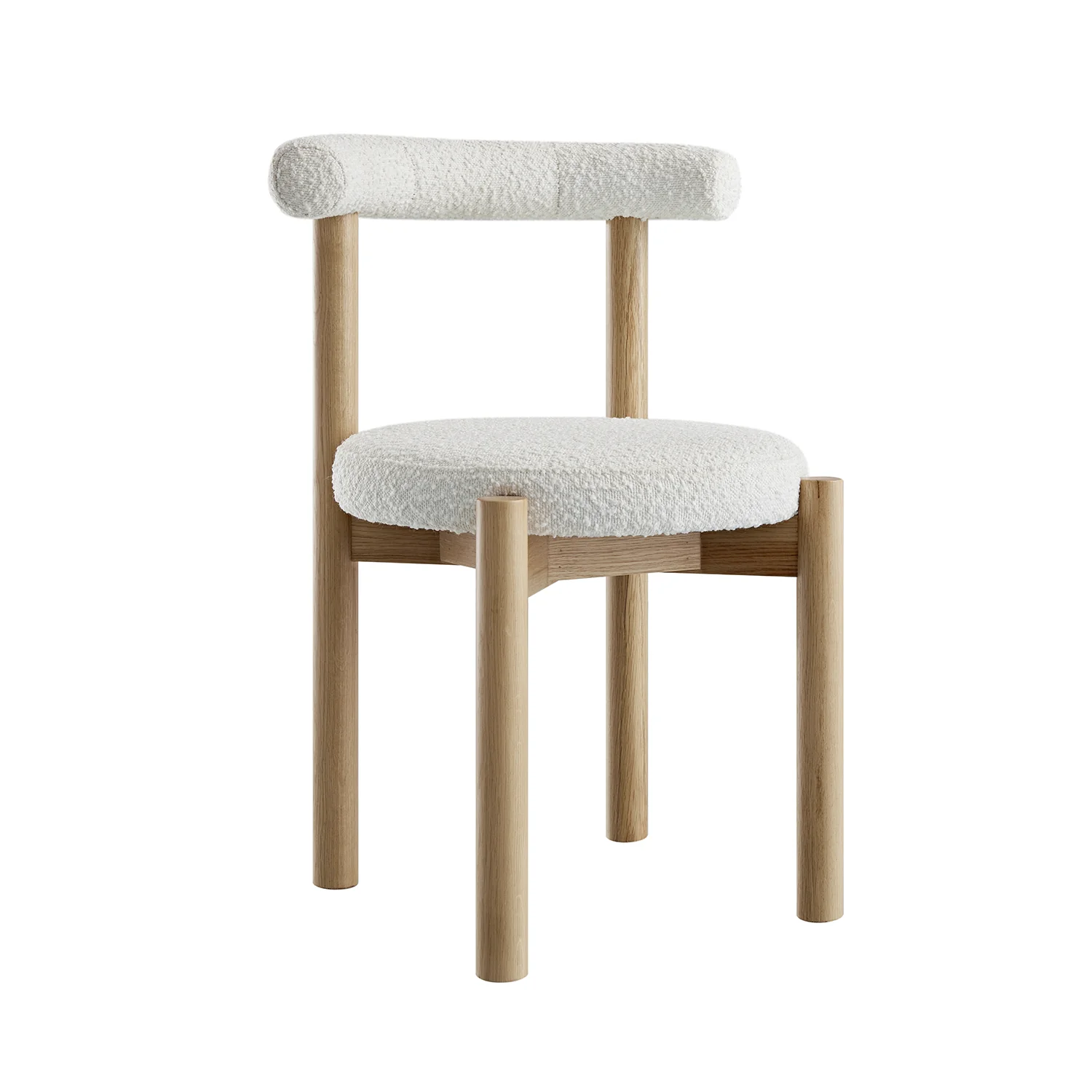 Demeter Dining Chair, Ecru Boucle | Natural Oak Frame - Image 6