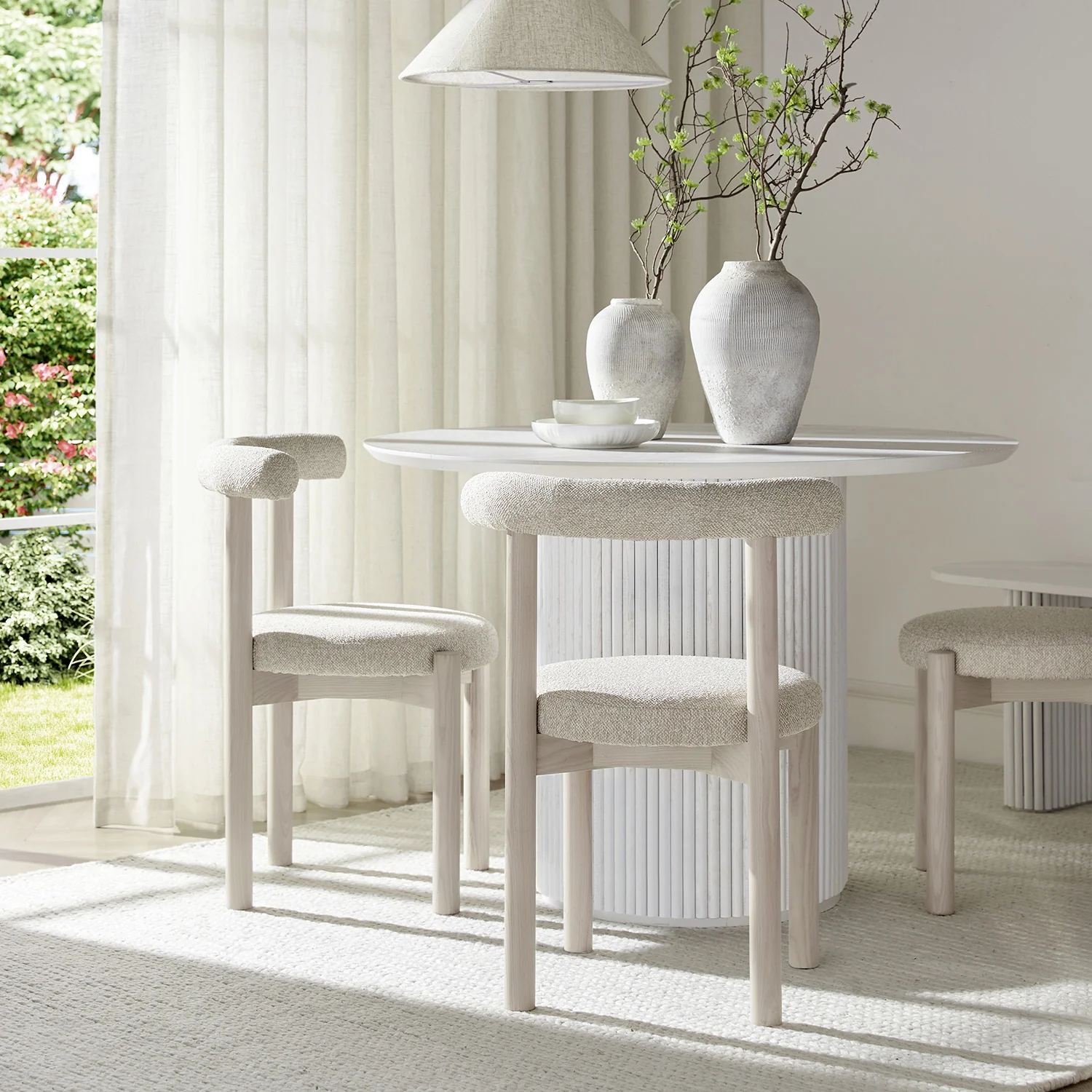 Demeter Dining Chair, Oatmeal Fabric | White Washed Oak Frame - Image 3