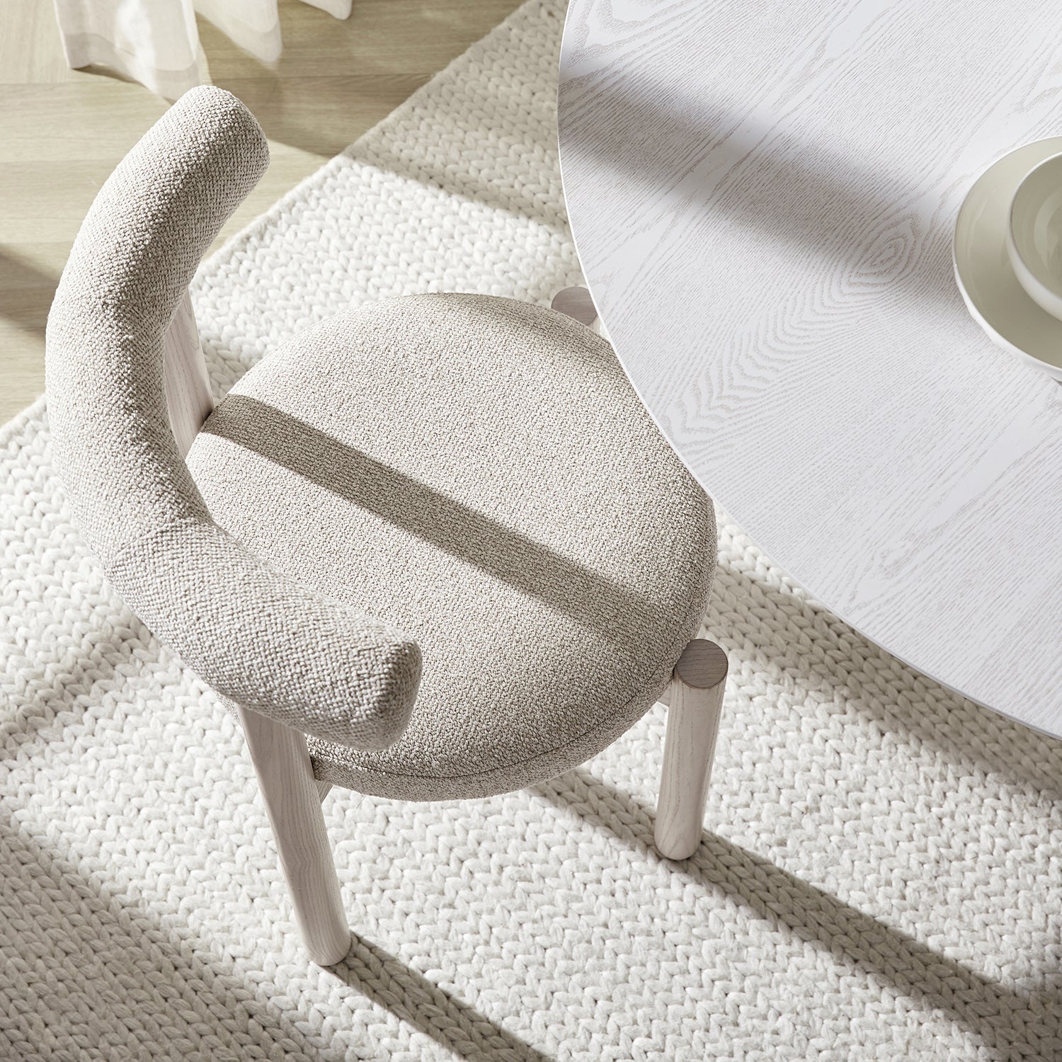 Demeter Dining Chair, Oatmeal Fabric | White Washed Oak Frame - Image 4