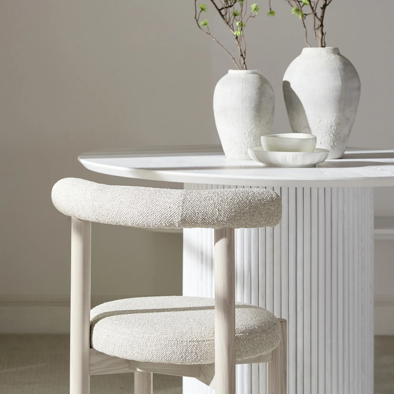 Demeter Dining Chair, Oatmeal Fabric | White Washed Oak Frame - Image 5