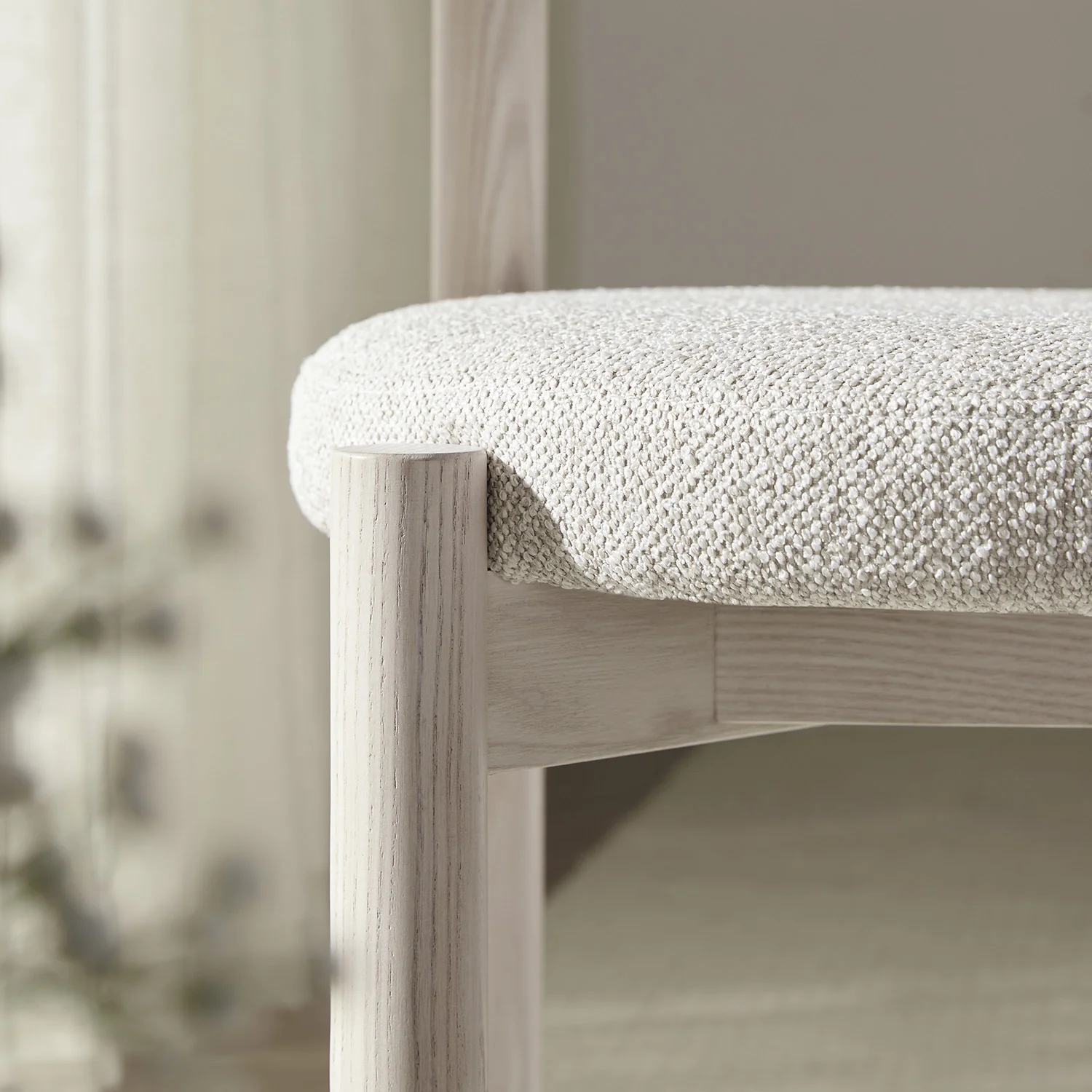Demeter Dining Chair, Oatmeal Fabric | White Washed Oak Frame - Image 7