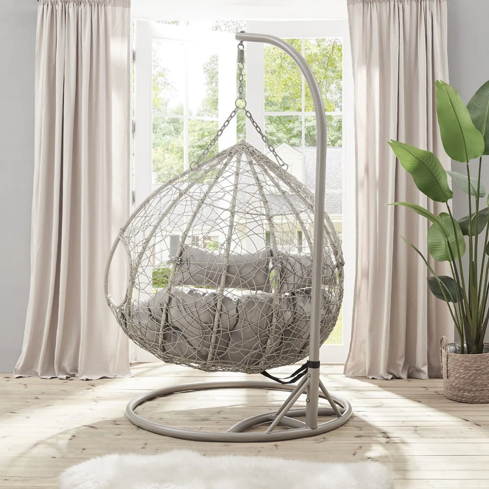 Deneb Light Grey Indoor Outdoor Double Hanging Chair - Image 3