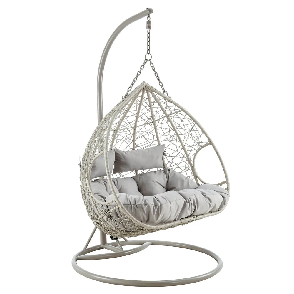 Deneb Light Grey Indoor Outdoor Double Hanging Chair - Image 5