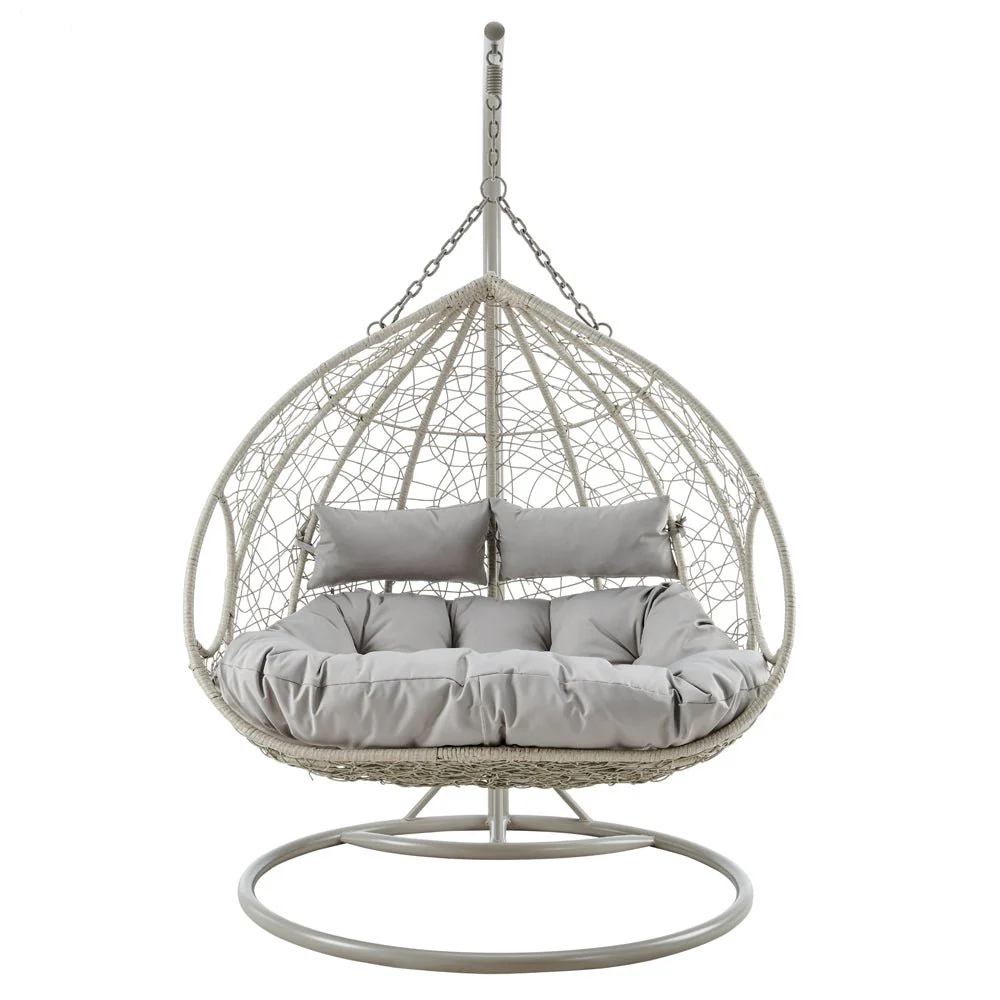 Deneb Light Grey Indoor Outdoor Double Hanging Chair - Image 6