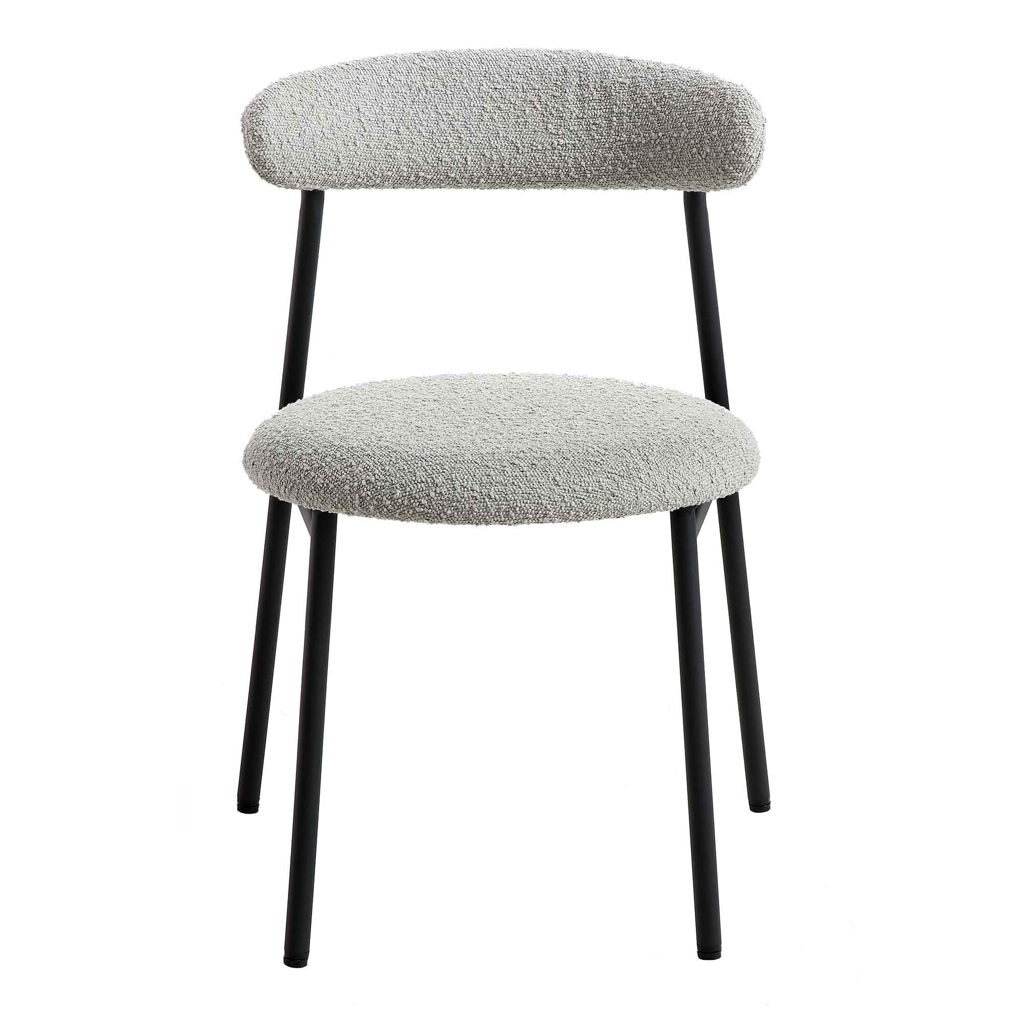 Donna Set of 2 Light Grey Boucle Dining Chairs - Image 3