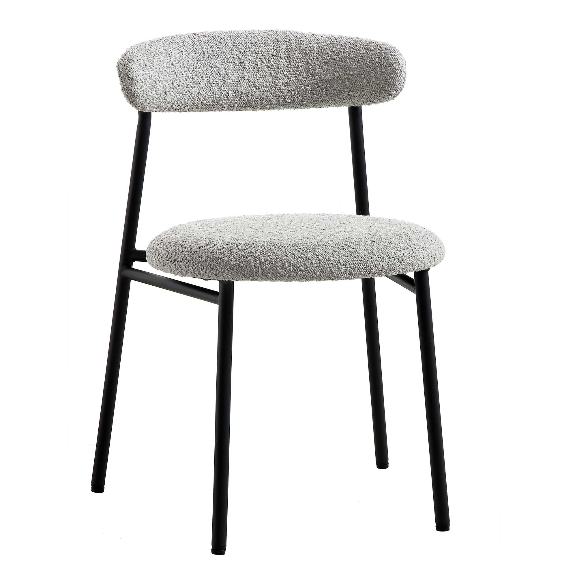 Donna Set of 2 Light Grey Boucle Dining Chairs - Image 5