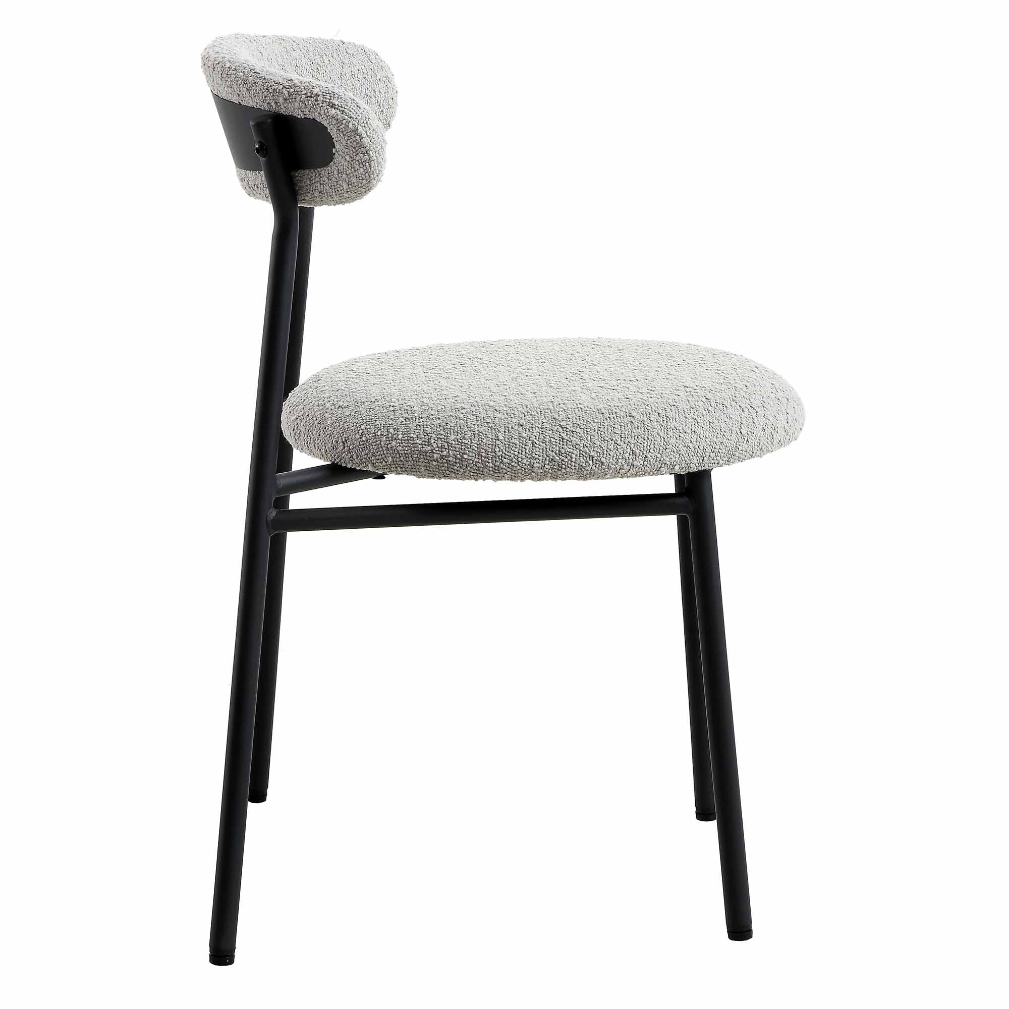 Donna Set of 2 Light Grey Boucle Dining Chairs - Image 6