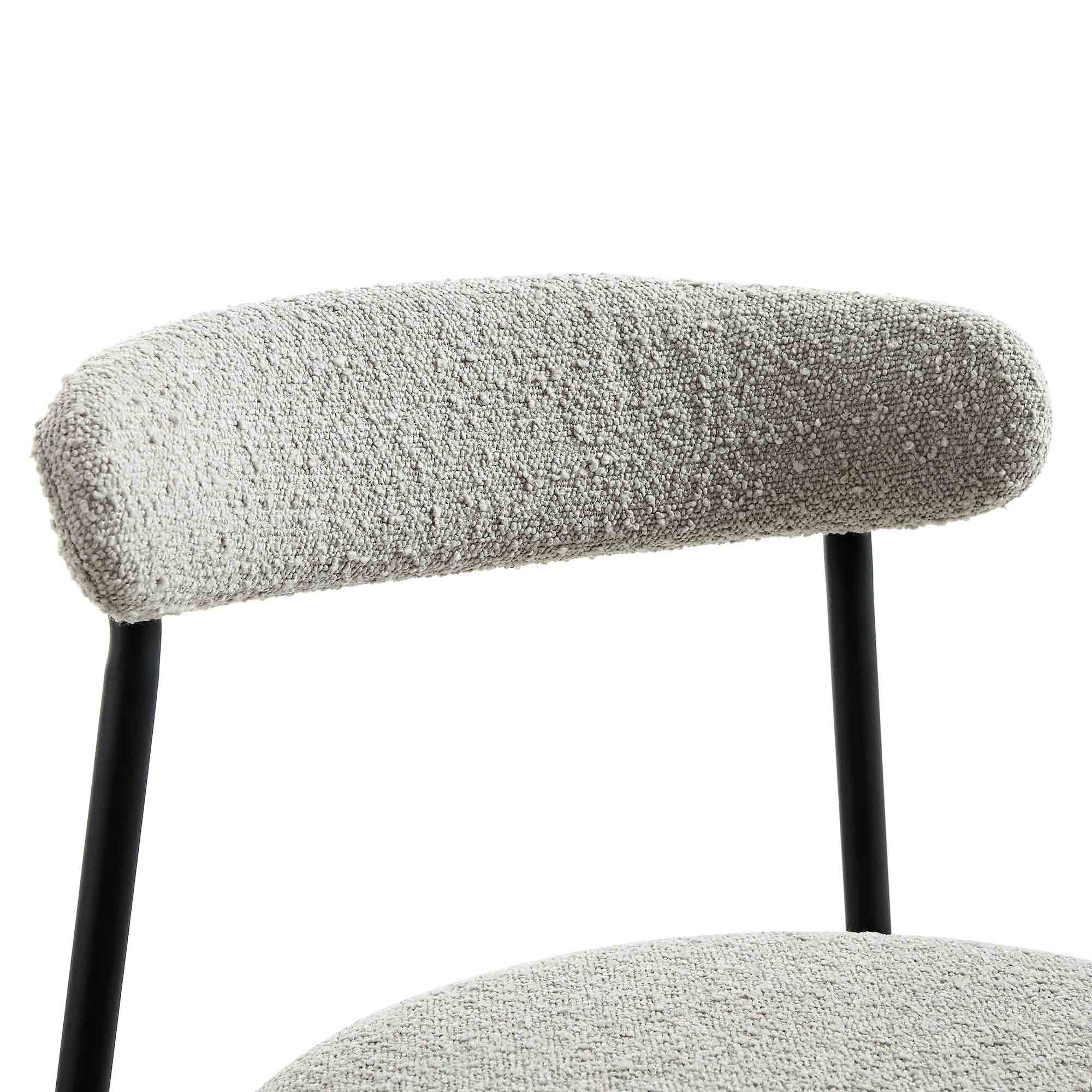 Donna Set of 2 Light Grey Boucle Dining Chairs - Image 8