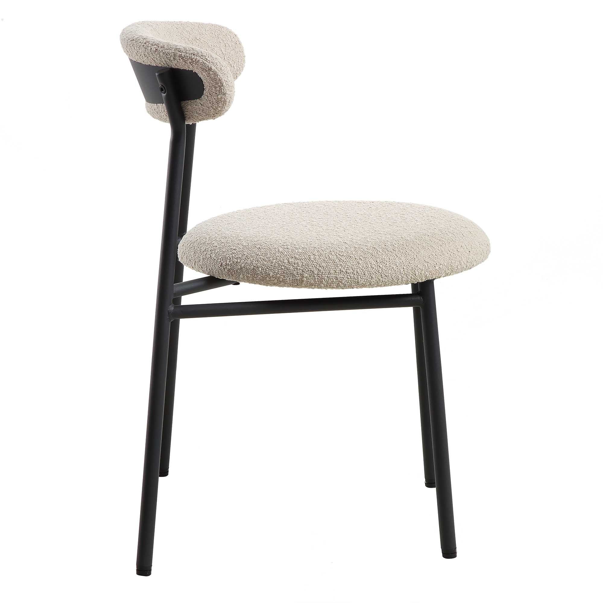 Donna Set of 2 Taupe Boucle Dining Chairs - Image 6