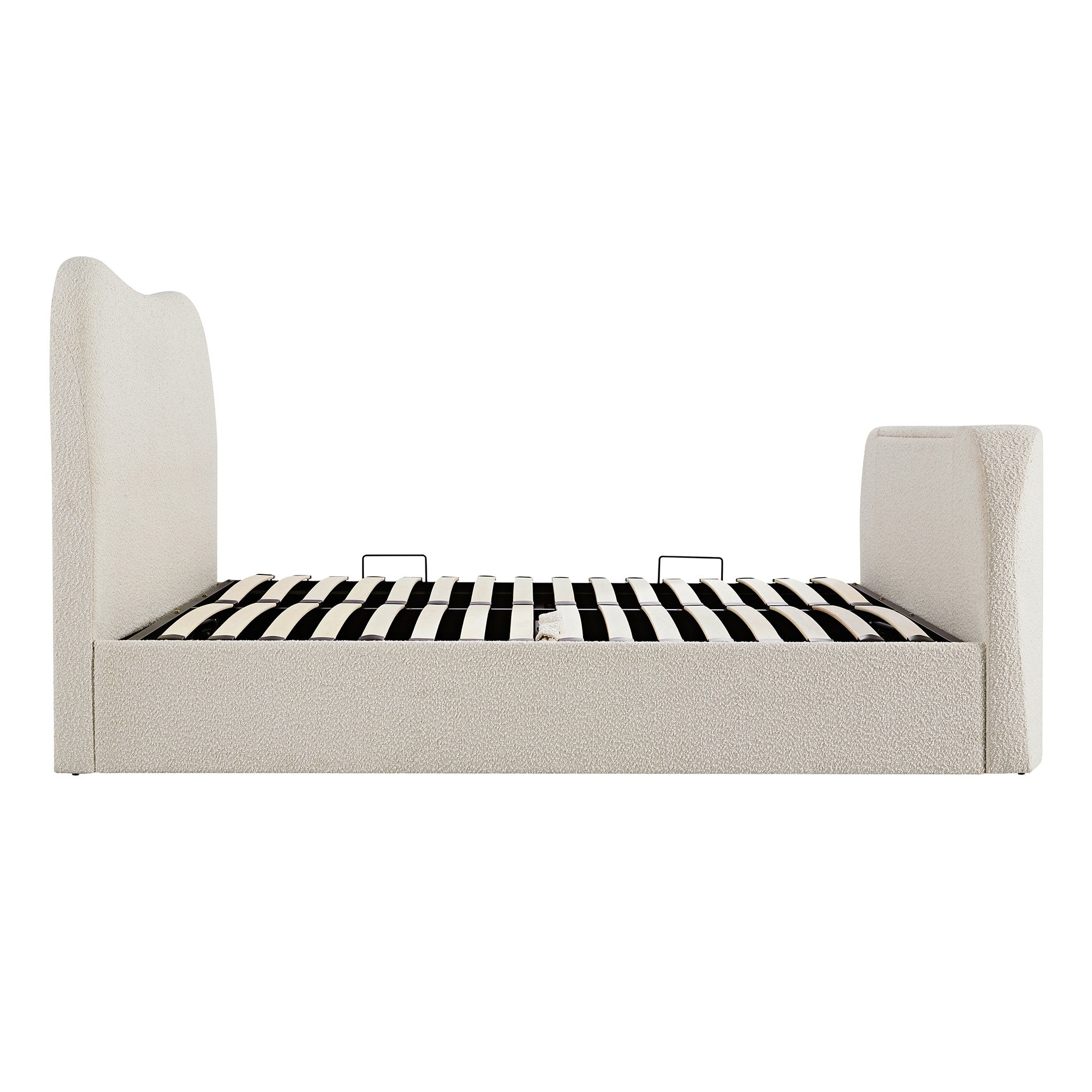 Egerie Curved Headboard Beige Boucle Ottoman TV Bed - Image 17