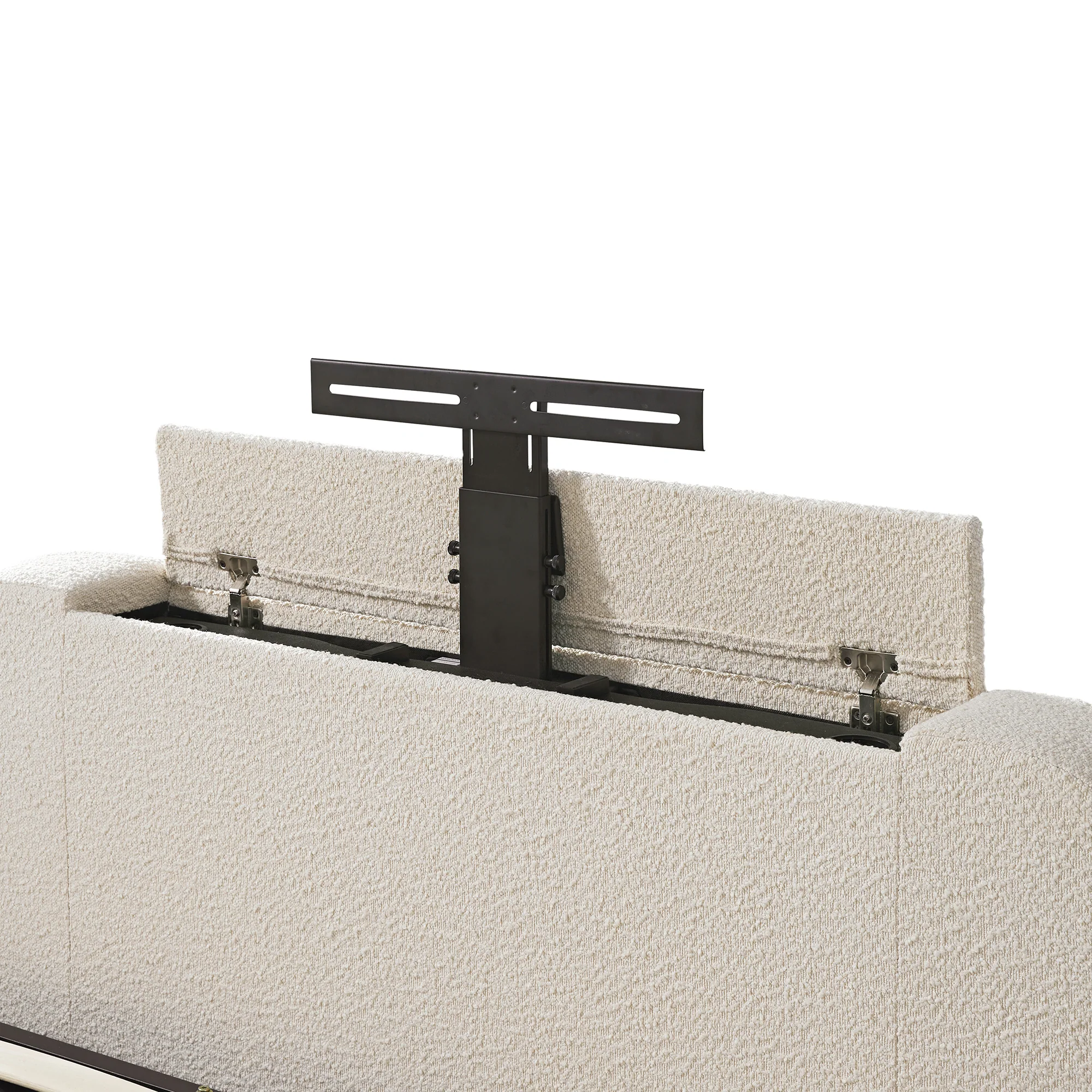 Egerie Curved Headboard Beige Boucle Ottoman TV Bed - Image 21