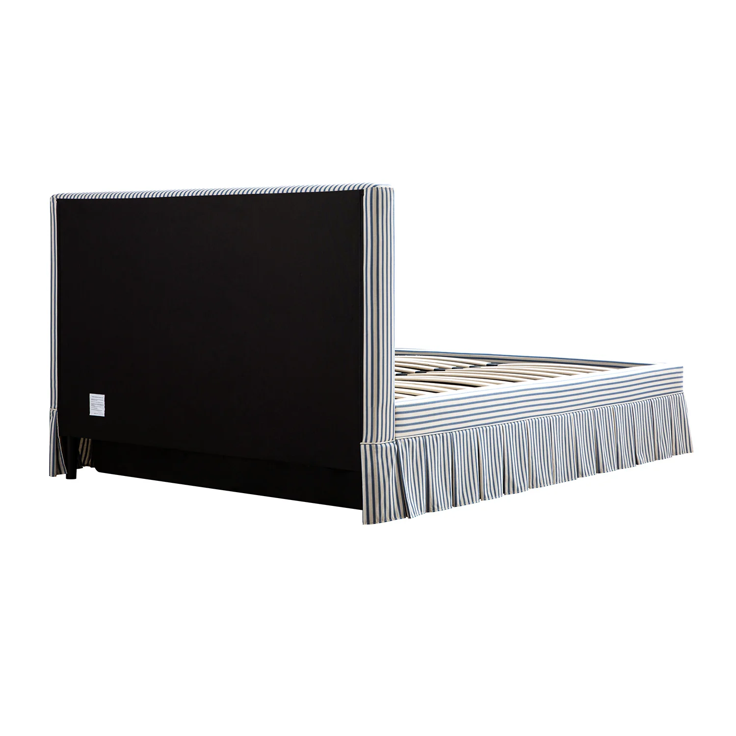 Egerton Box-Pleat Ottoman Storage Bed, Blue Striped Linen - Image 13