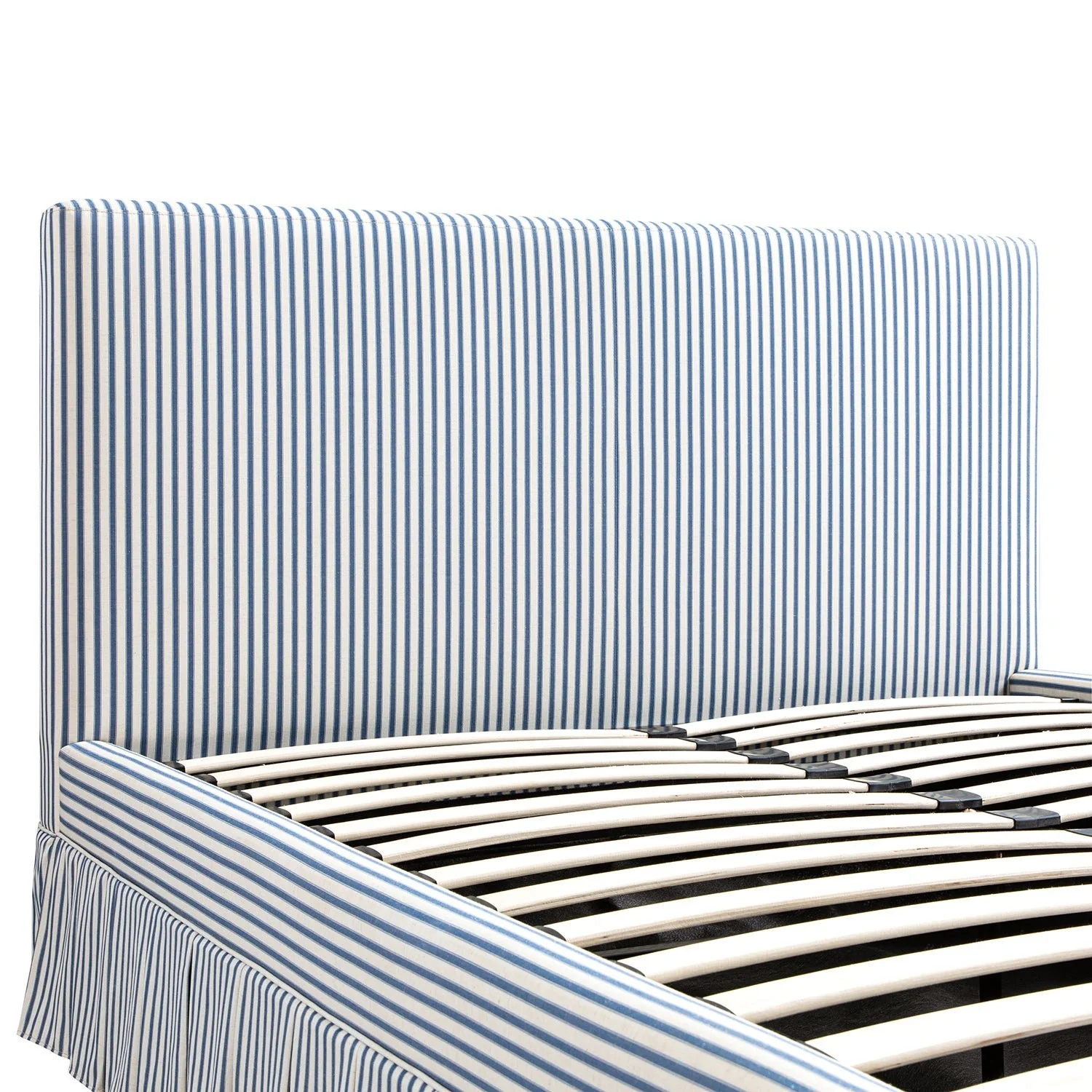 Egerton Box-Pleat Ottoman Storage Bed, Blue Striped Linen - Image 14