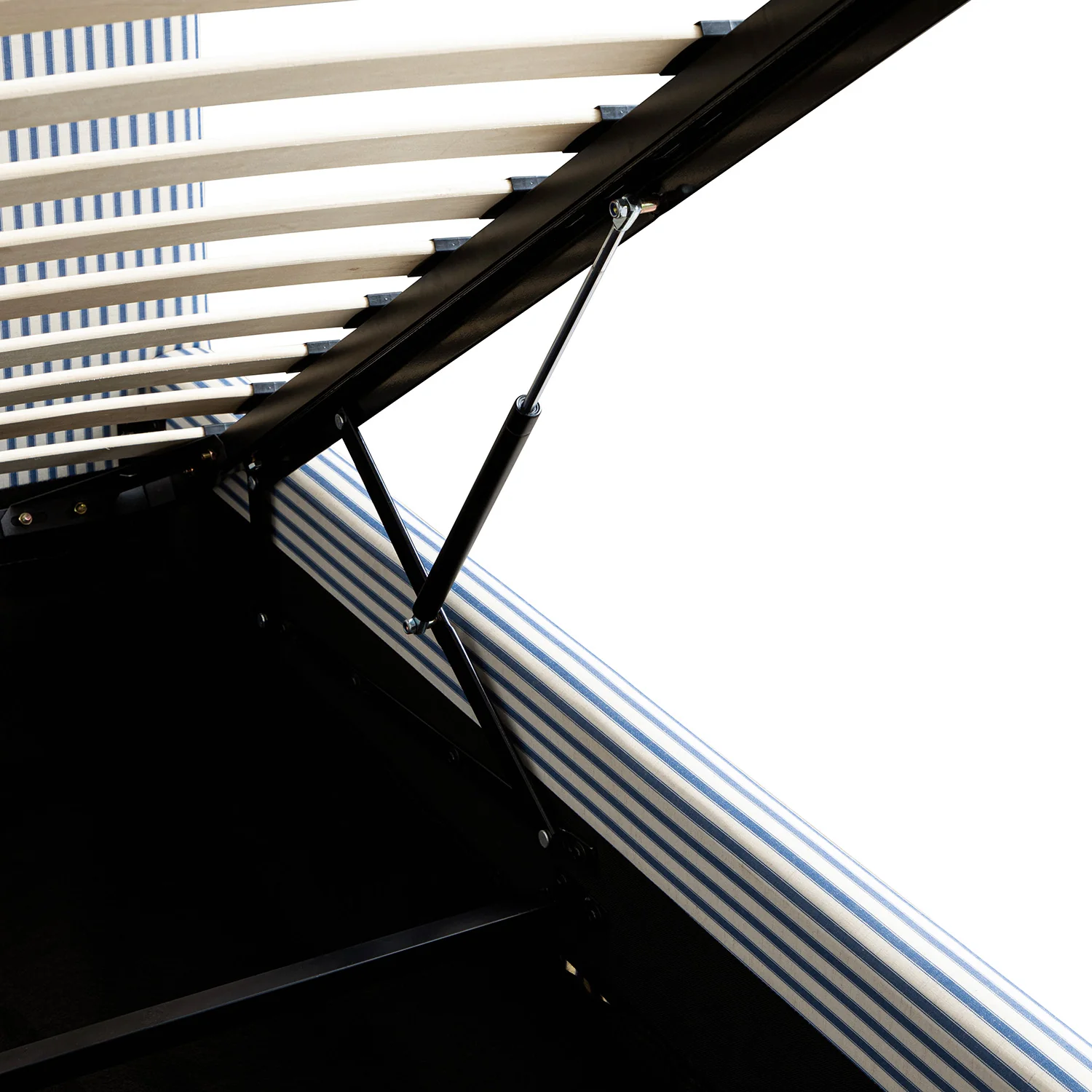 Egerton Box-Pleat Ottoman Storage Bed, Blue Striped Linen - Image 17