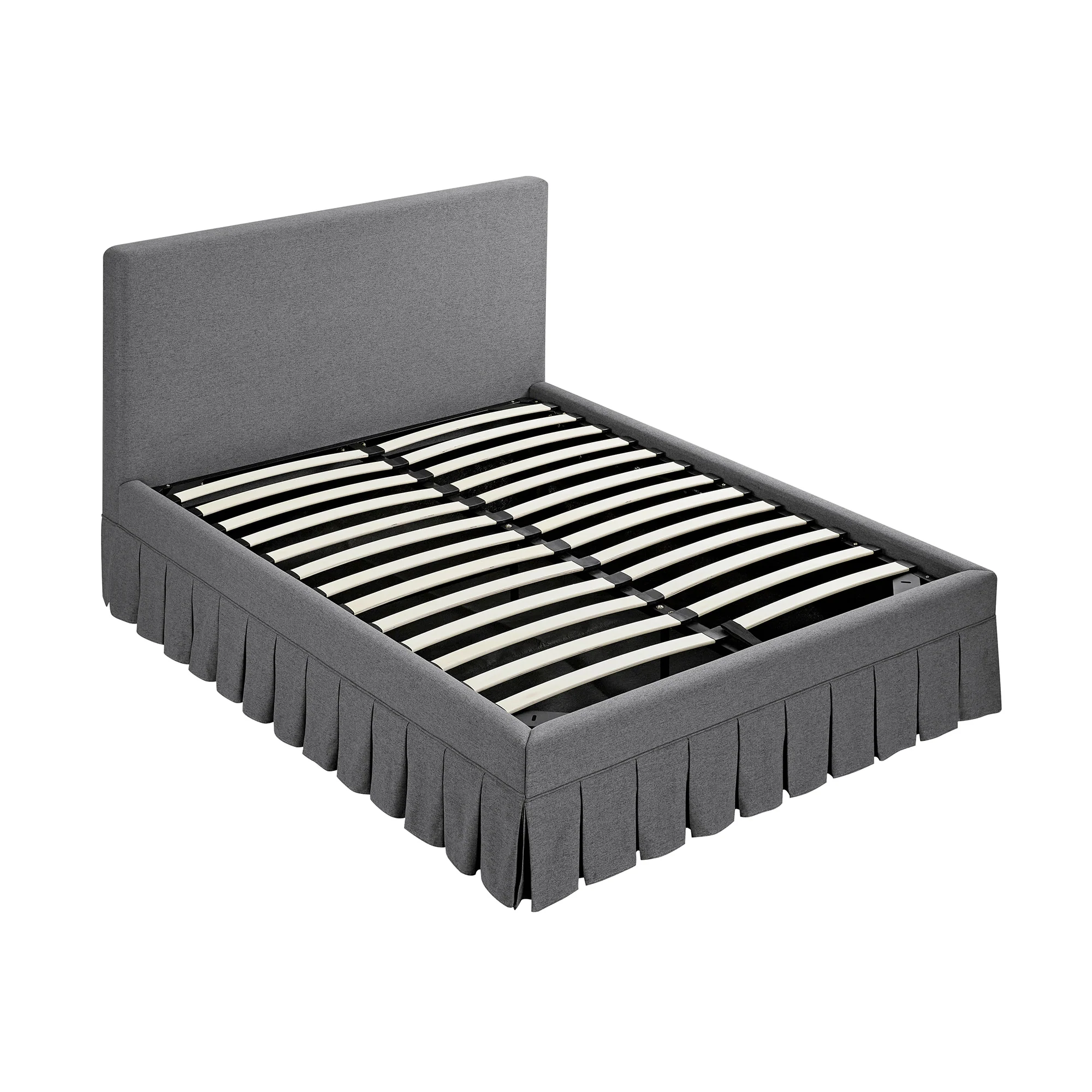 Egerton Box-Pleat Ottoman Storage Bed, Charcoal Brushed Fabric - Image 10