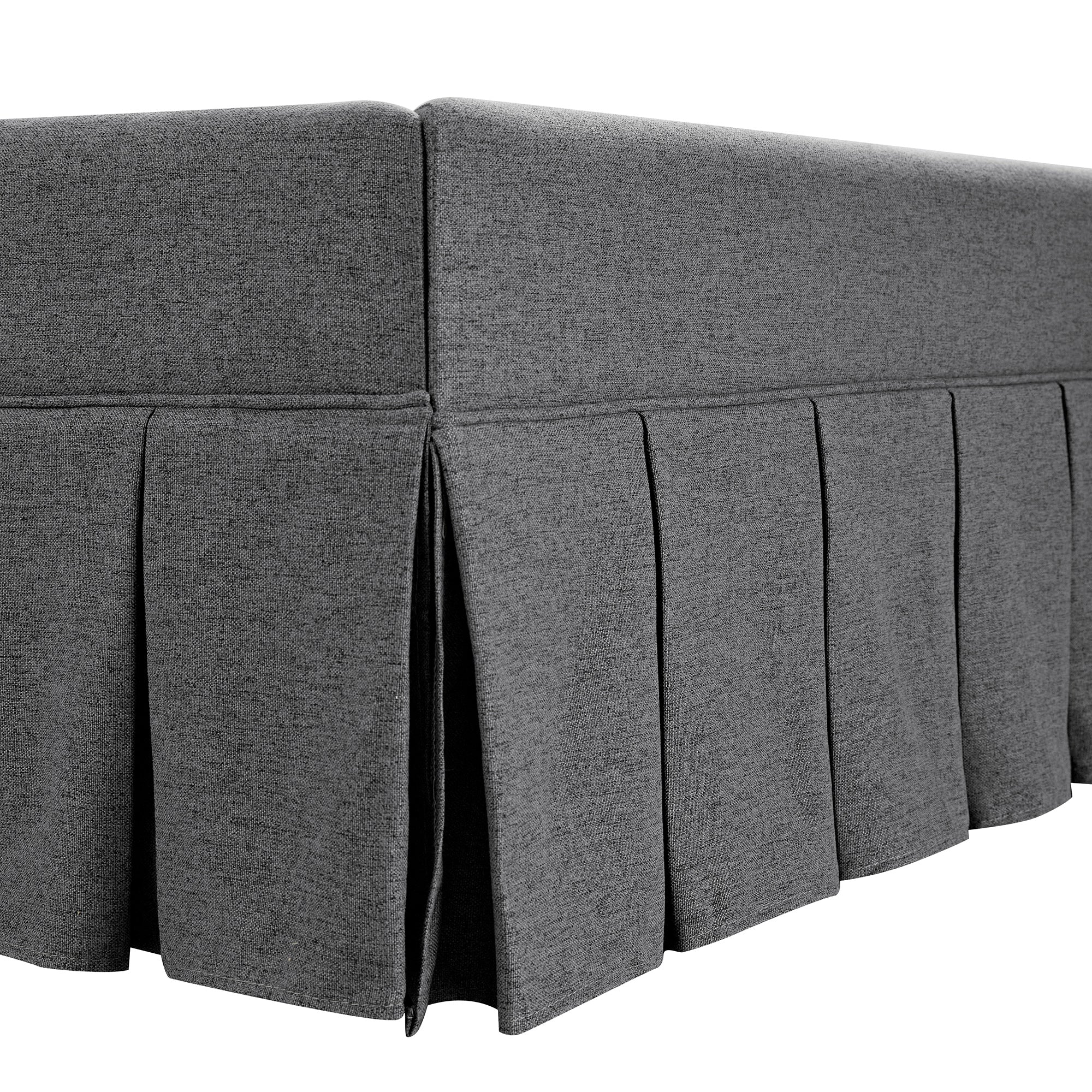 Egerton Box-Pleat Ottoman Storage Bed, Charcoal Brushed Fabric - Image 16