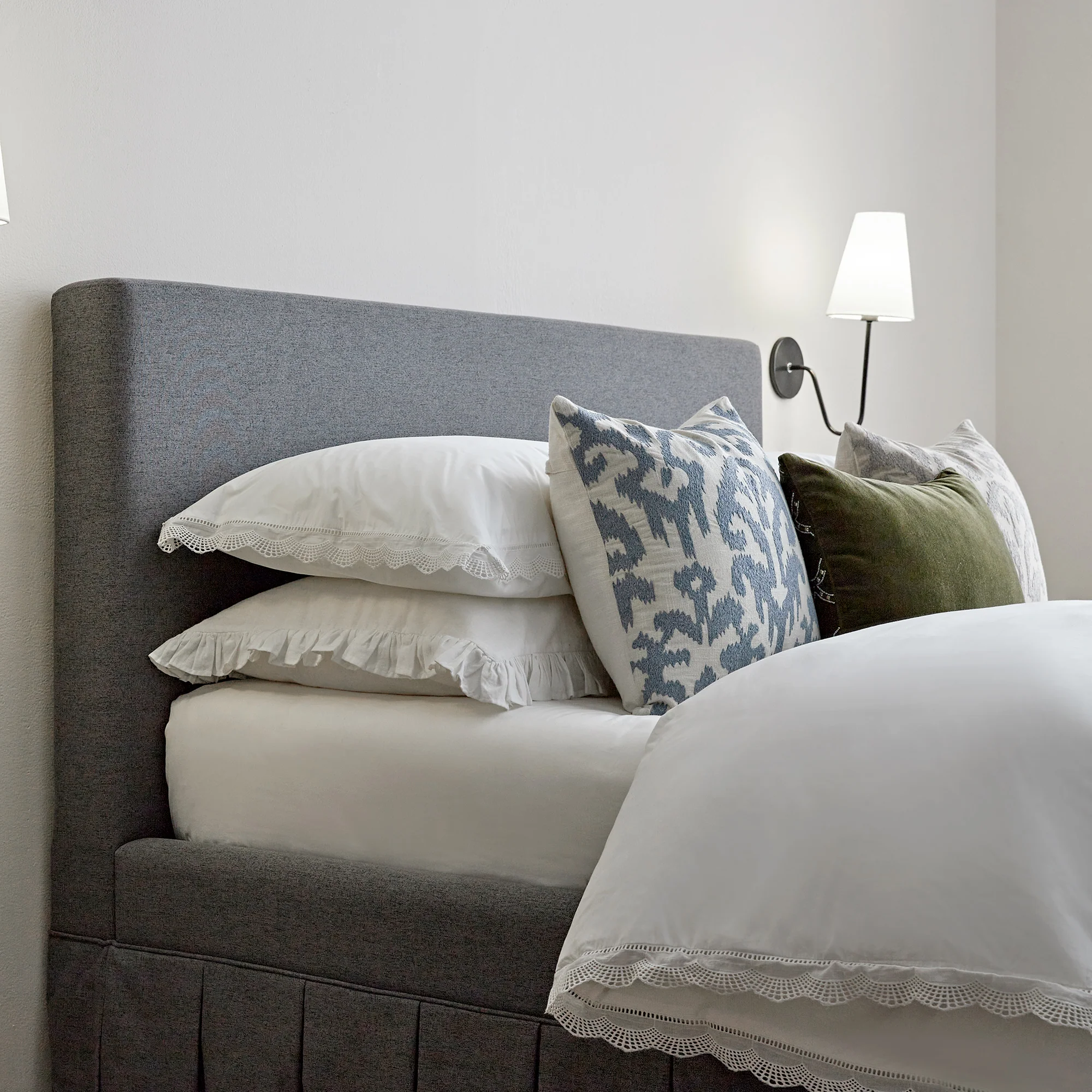 Egerton Box-Pleat Ottoman Storage Bed, Charcoal Brushed Fabric - Image 4