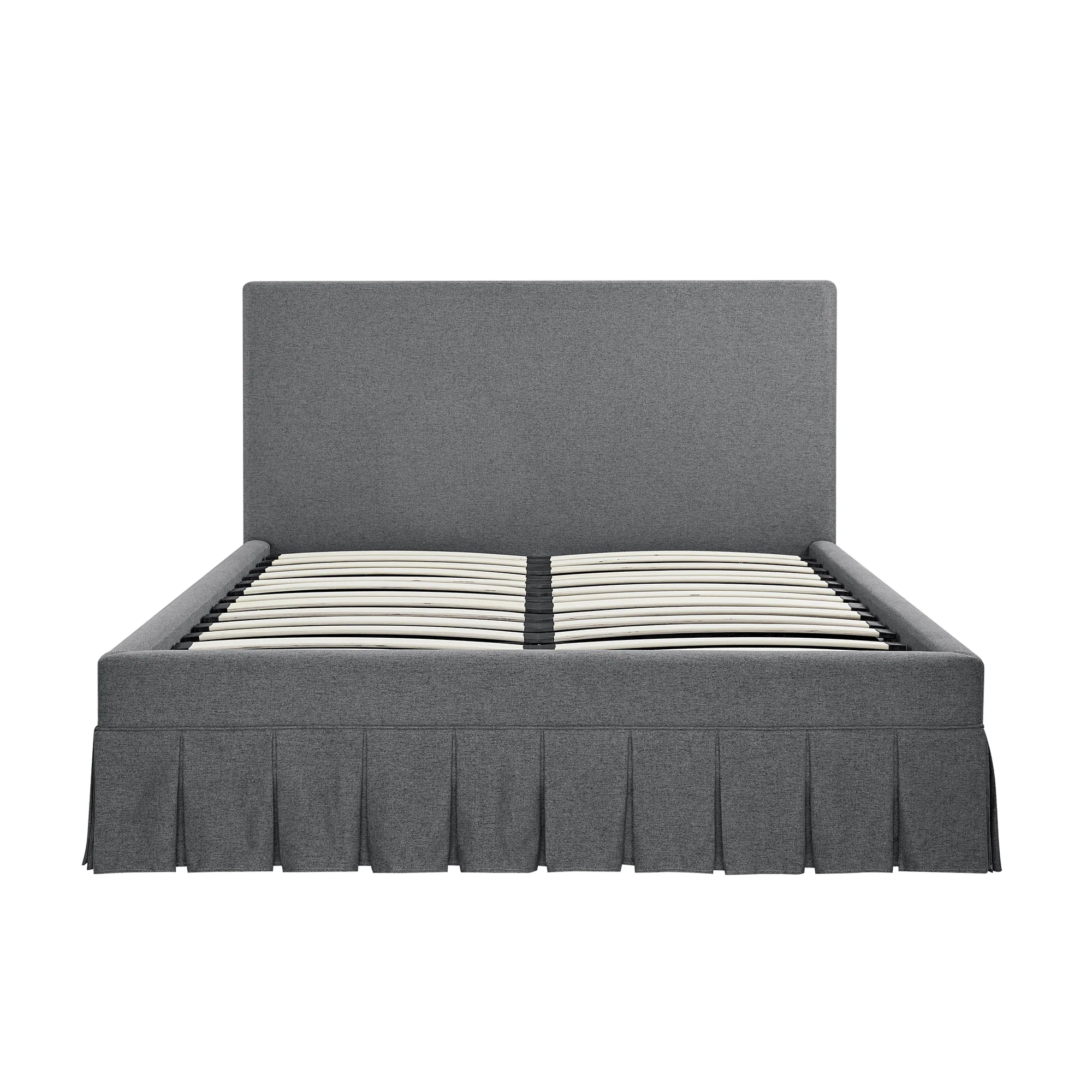Egerton Box-Pleat Ottoman Storage Bed, Charcoal Brushed Fabric - Image 7