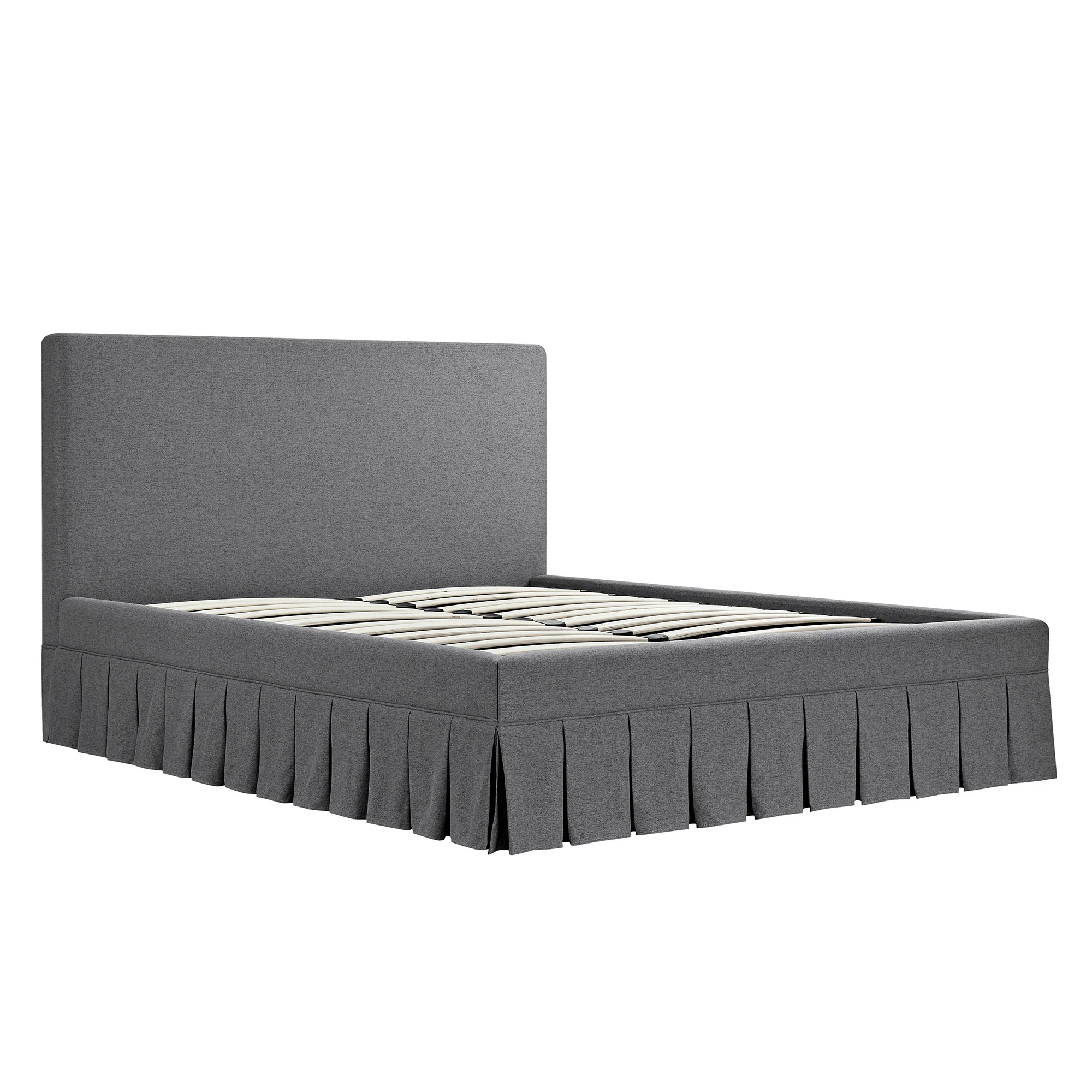 Egerton Box-Pleat Ottoman Storage Bed, Charcoal Brushed Fabric - Image 8