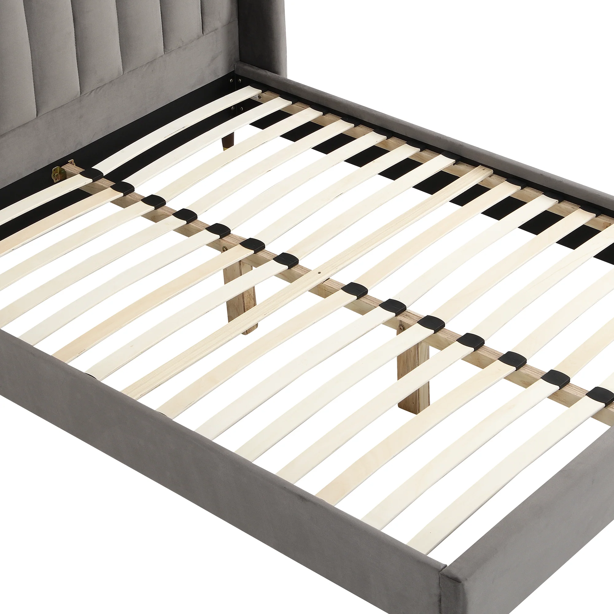 Eleanor Grey Velvet Upholstered Bed Frame with Domed Headboard - Image 8