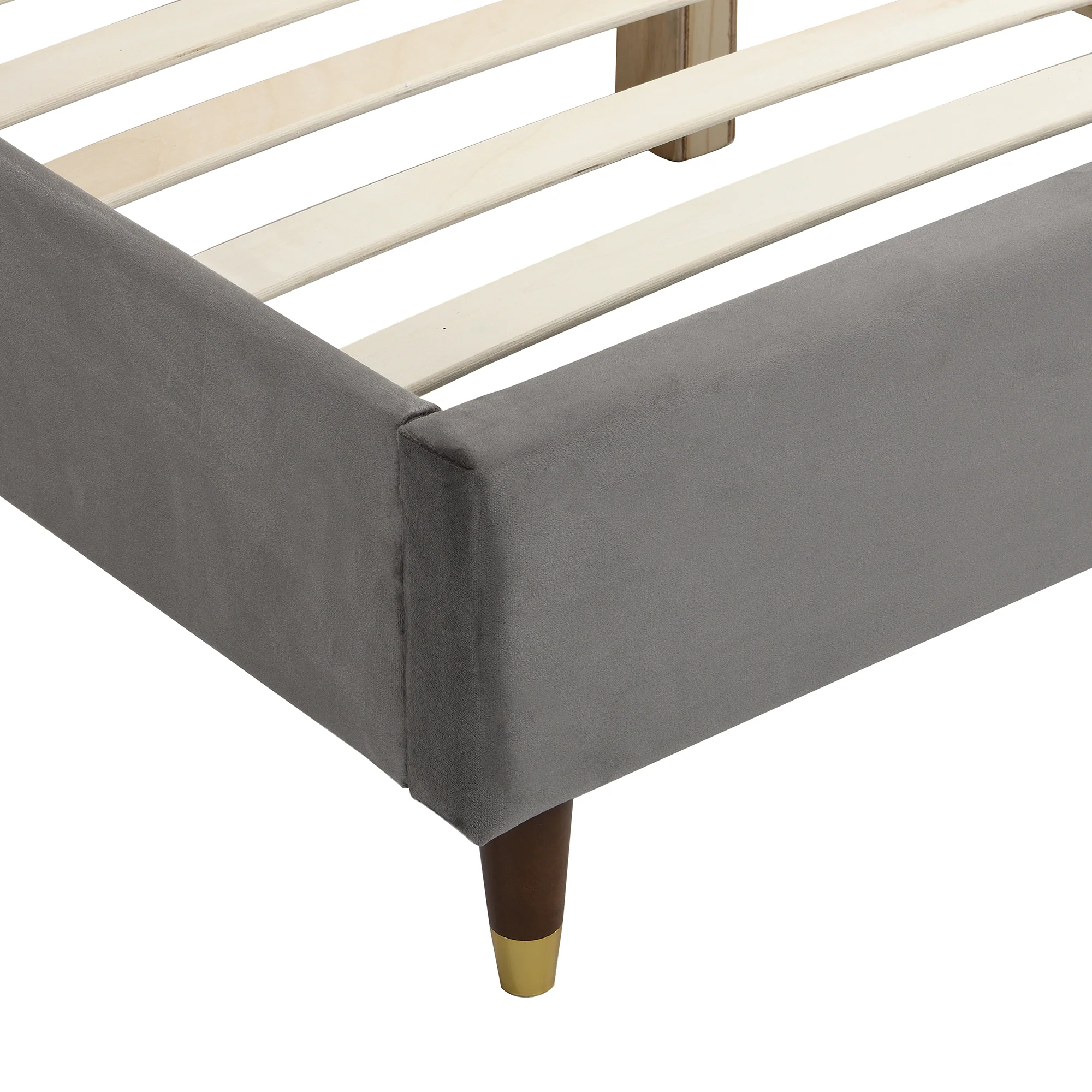 Eleanor Grey Velvet Upholstered Bed Frame with Domed Headboard - Image 9