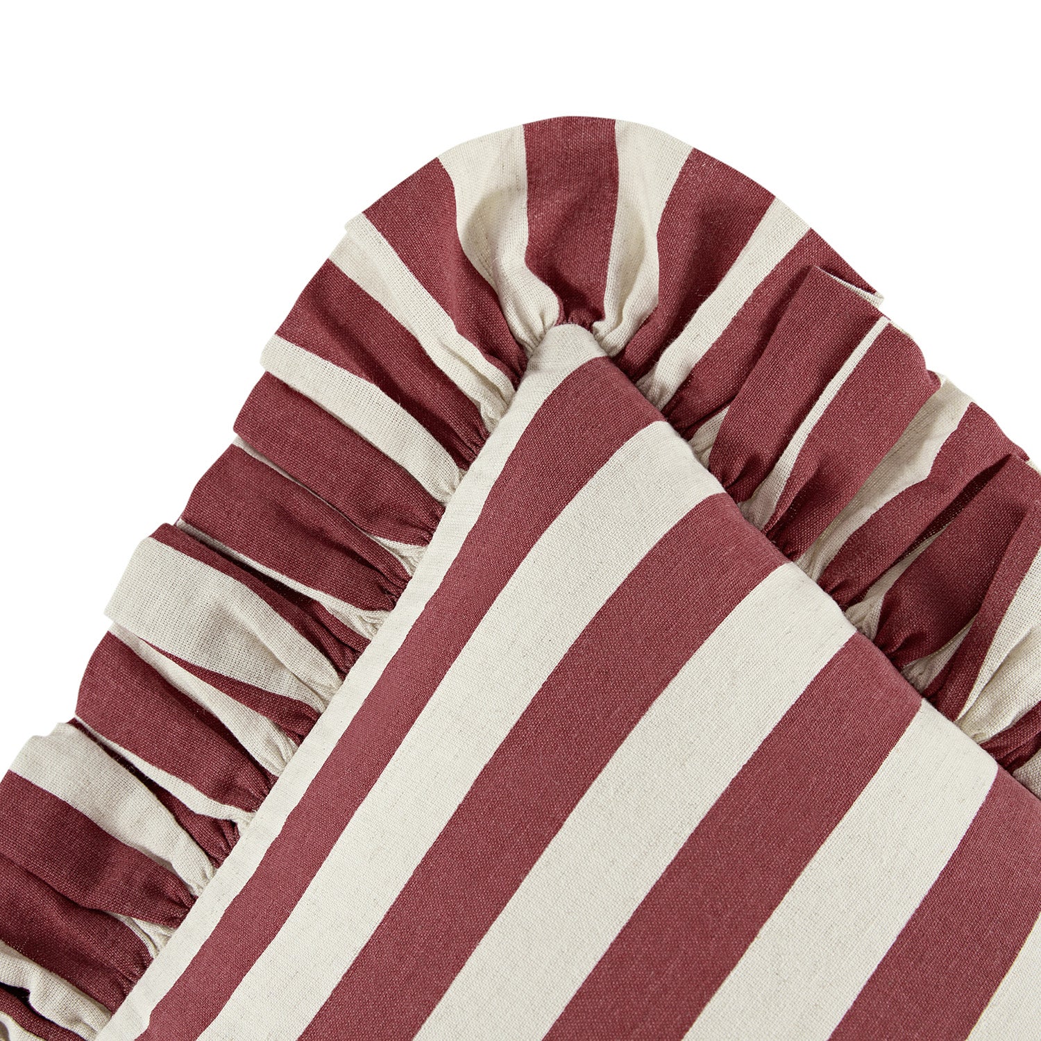 Eliza Scarlet Red Striped Ruffle Linen Blend Cushion - Image 3