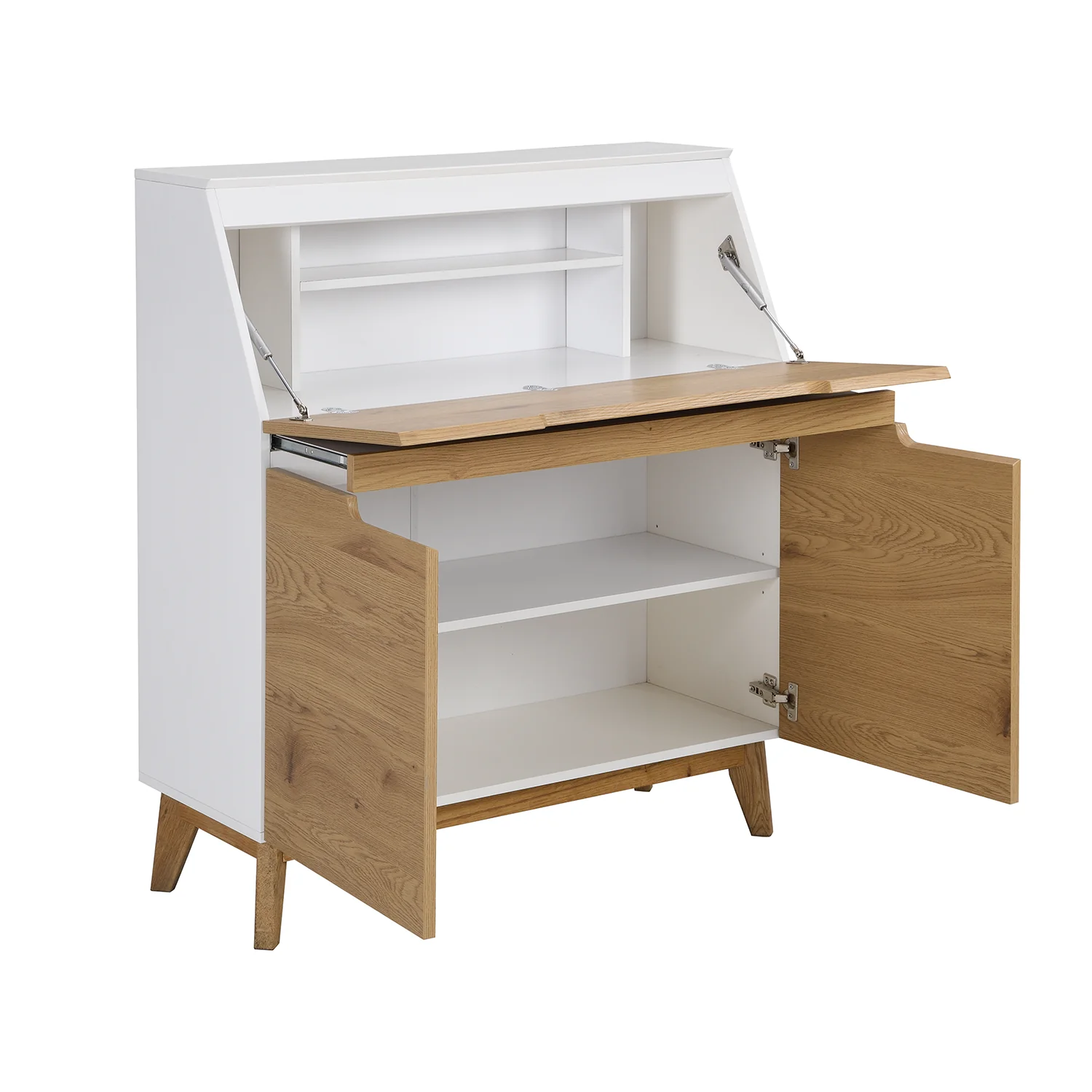 Ernest Writing Bureau in White & Oak Colour - Image 4