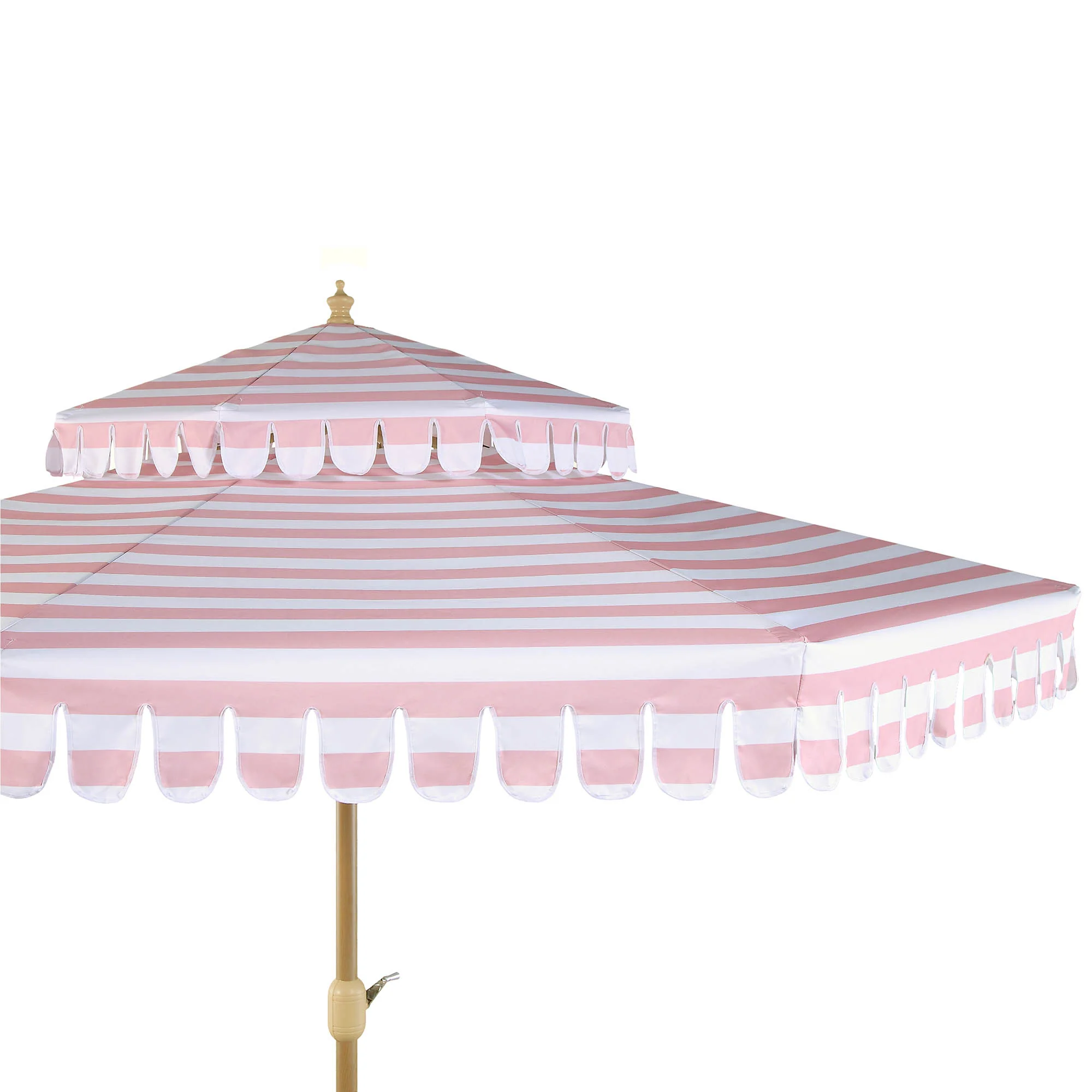 Fabienne Pink and White Striped 3M Double Top Crank and Tilt Parasol - Image 10