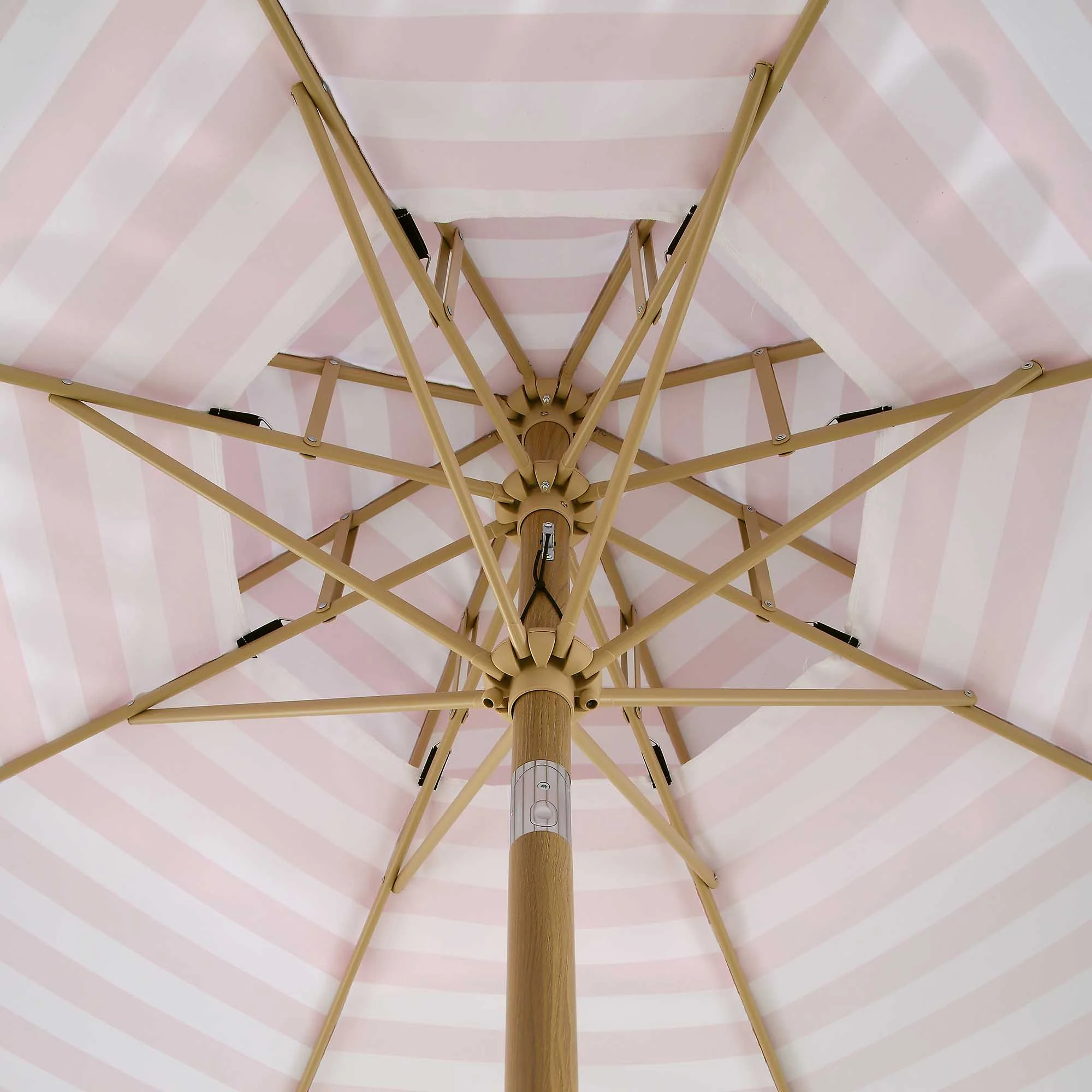 Fabienne Pink and White Striped 3M Double Top Crank and Tilt Parasol - Image 13