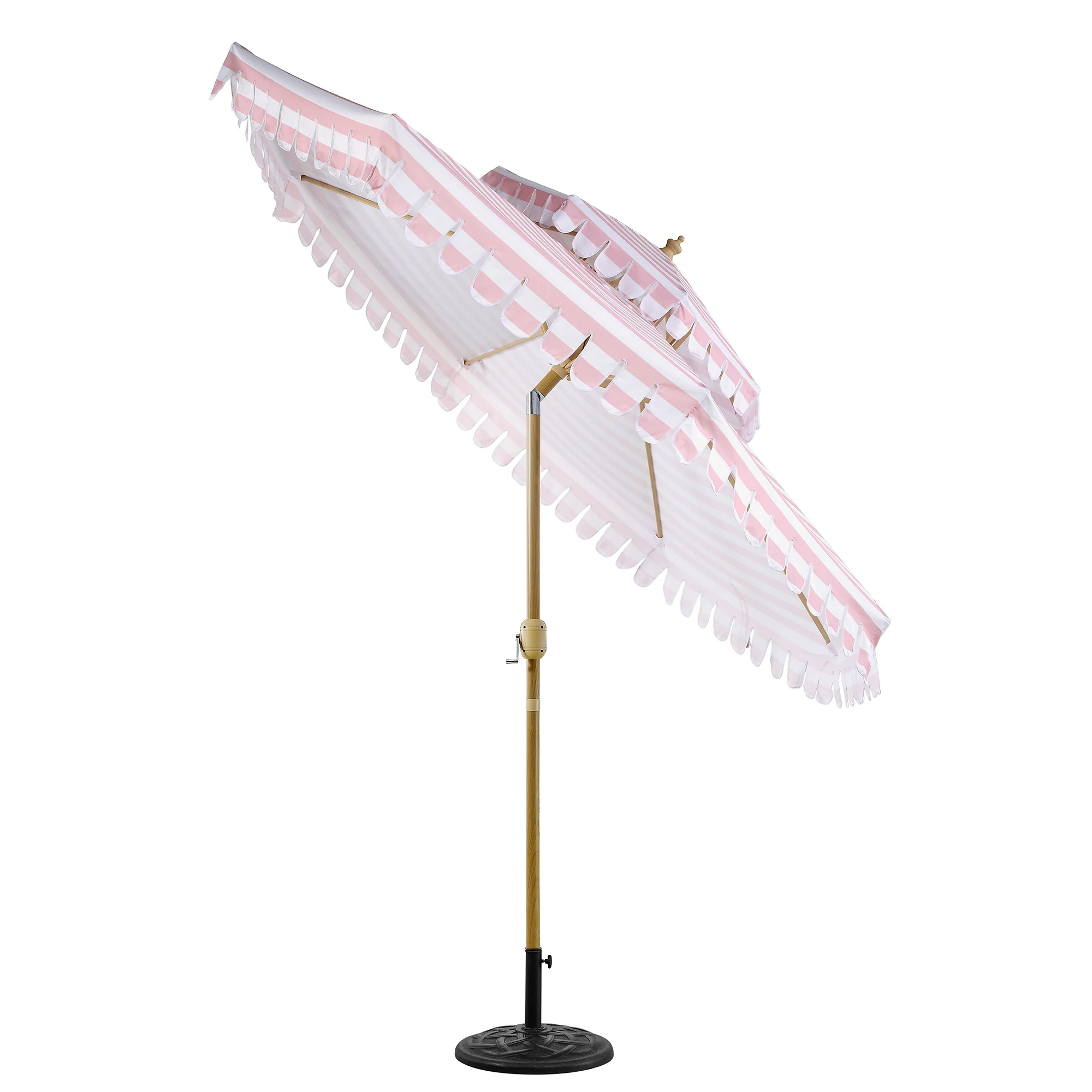 Fabienne Pink and White Striped 3M Double Top Crank and Tilt Parasol - Image 5