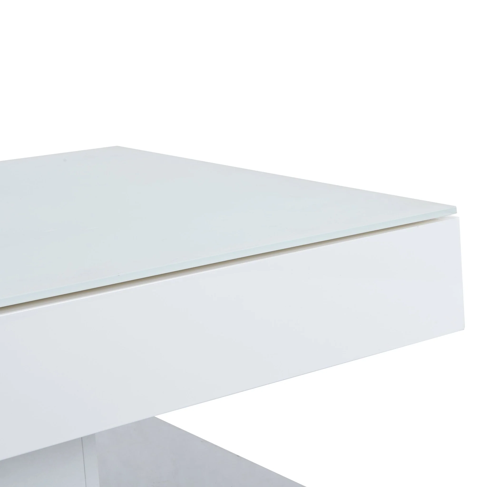 Finch White Swivel Frosted Glass Top Coffee Table with Stainless Steel Base - Image 11