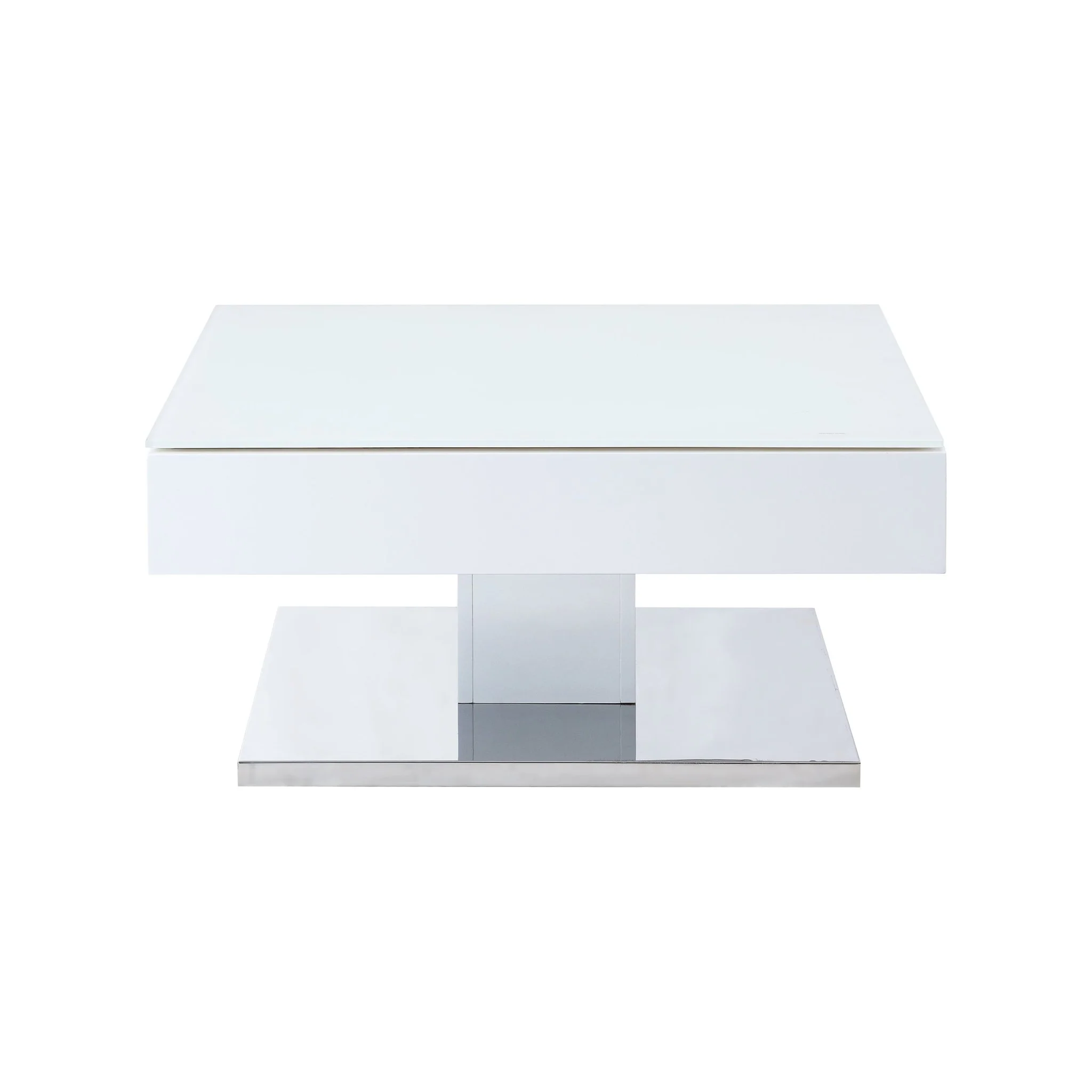Finch White Swivel Frosted Glass Top Coffee Table with Stainless Steel Base - Image 7