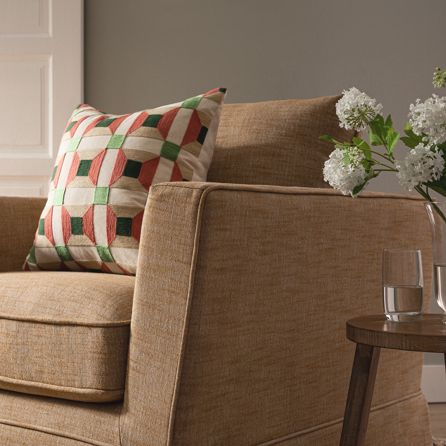 Fitz Skirted Armchair, Apricot Linen Blend - Image 5