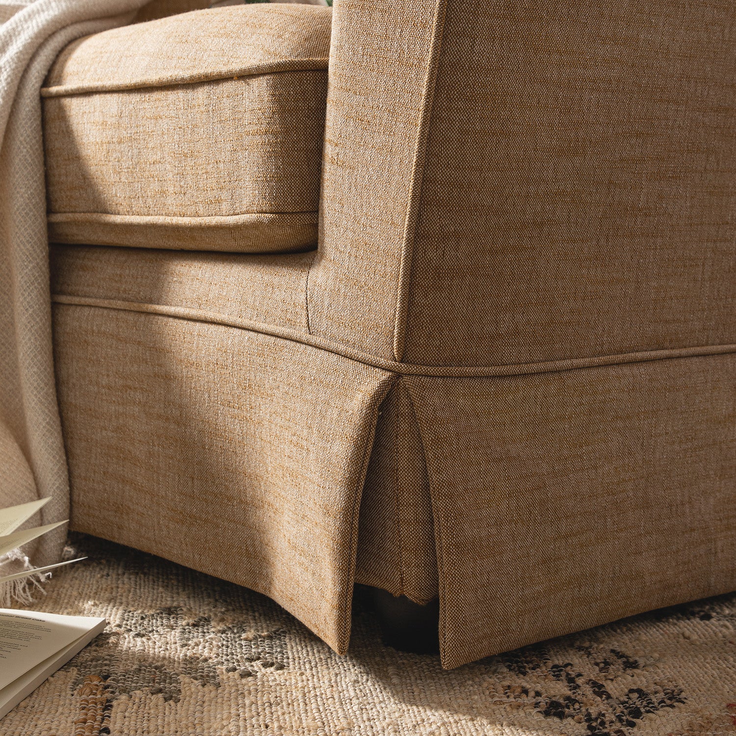 Fitz Skirted Armchair, Apricot Linen Blend - Image 6
