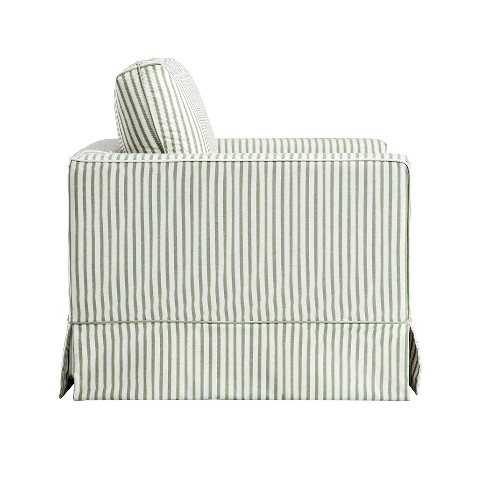 Fitz Skirted Armchair, Sage Striped Linen Blend - Image 12