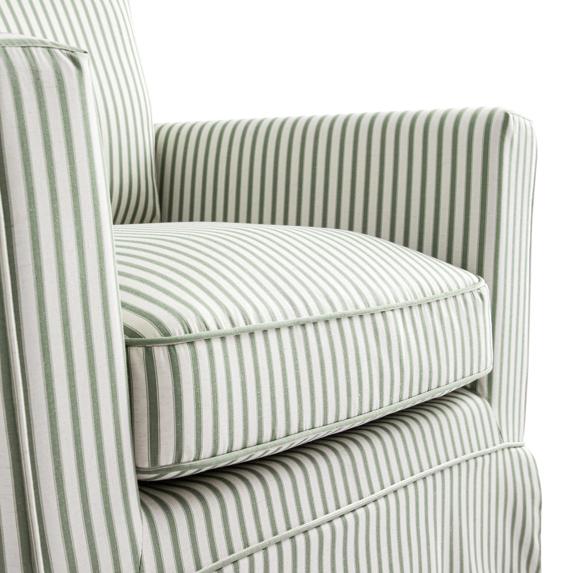 Fitz Skirted Armchair, Sage Striped Linen Blend - Image 16