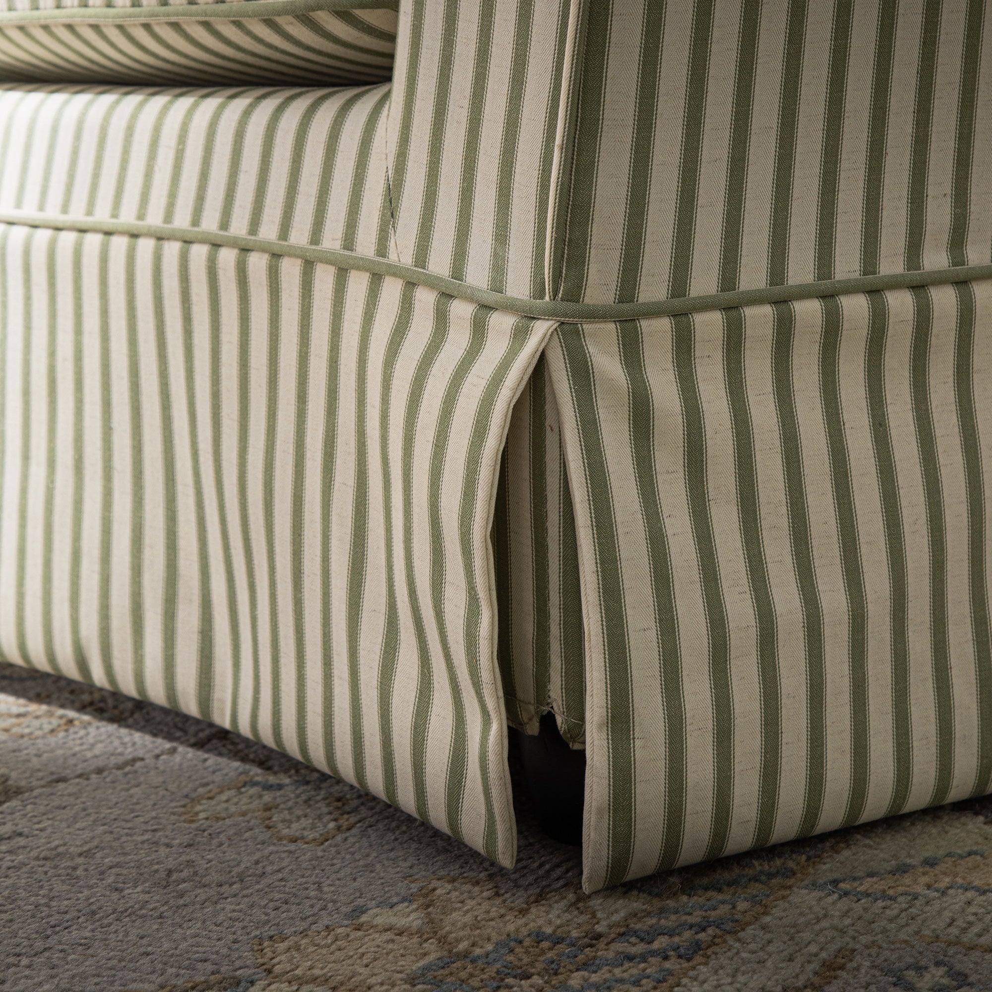 Fitz Skirted Armchair, Sage Striped Linen Blend - Image 6