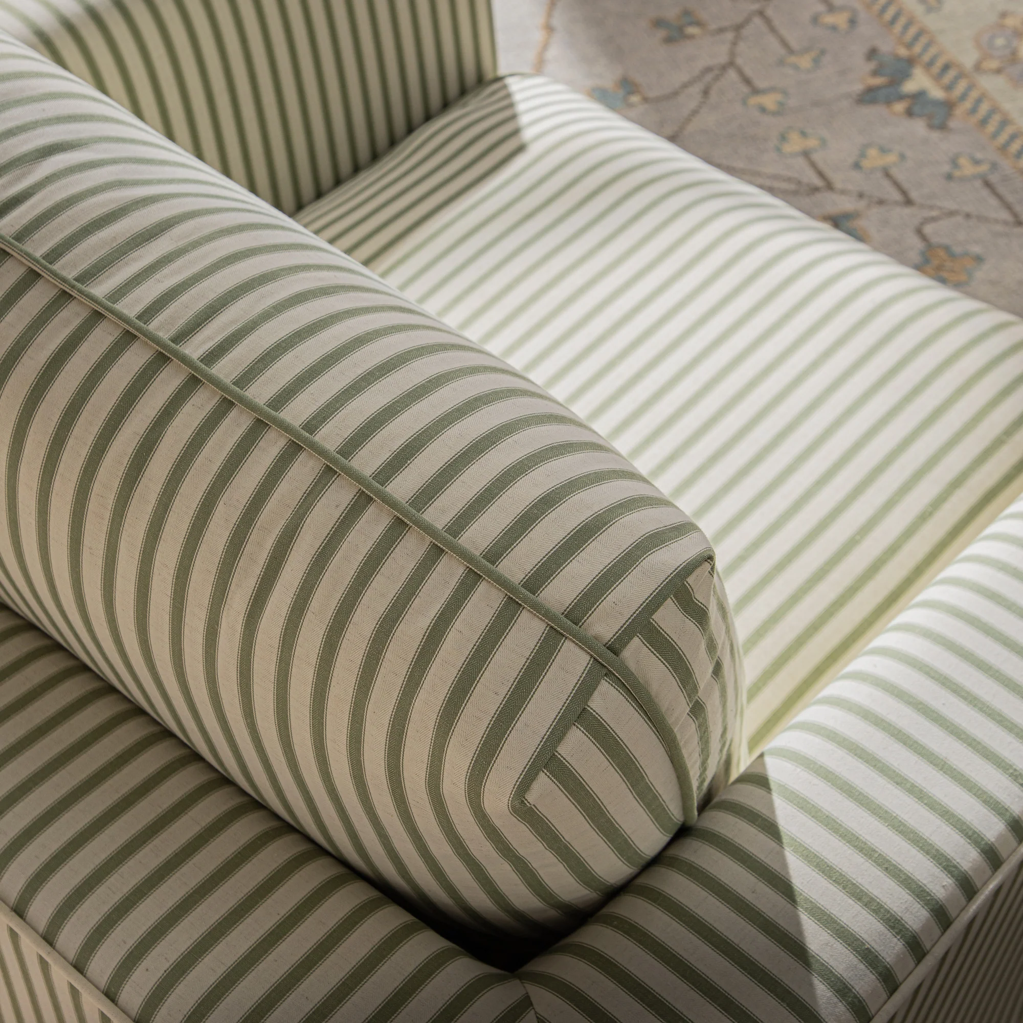 Fitz Skirted Armchair, Sage Striped Linen Blend - Image 7