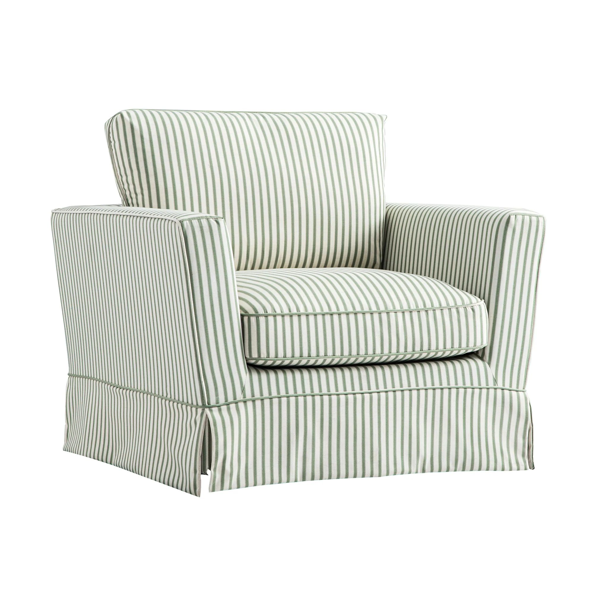 Fitz Skirted Armchair, Sage Striped Linen Blend - Image 8
