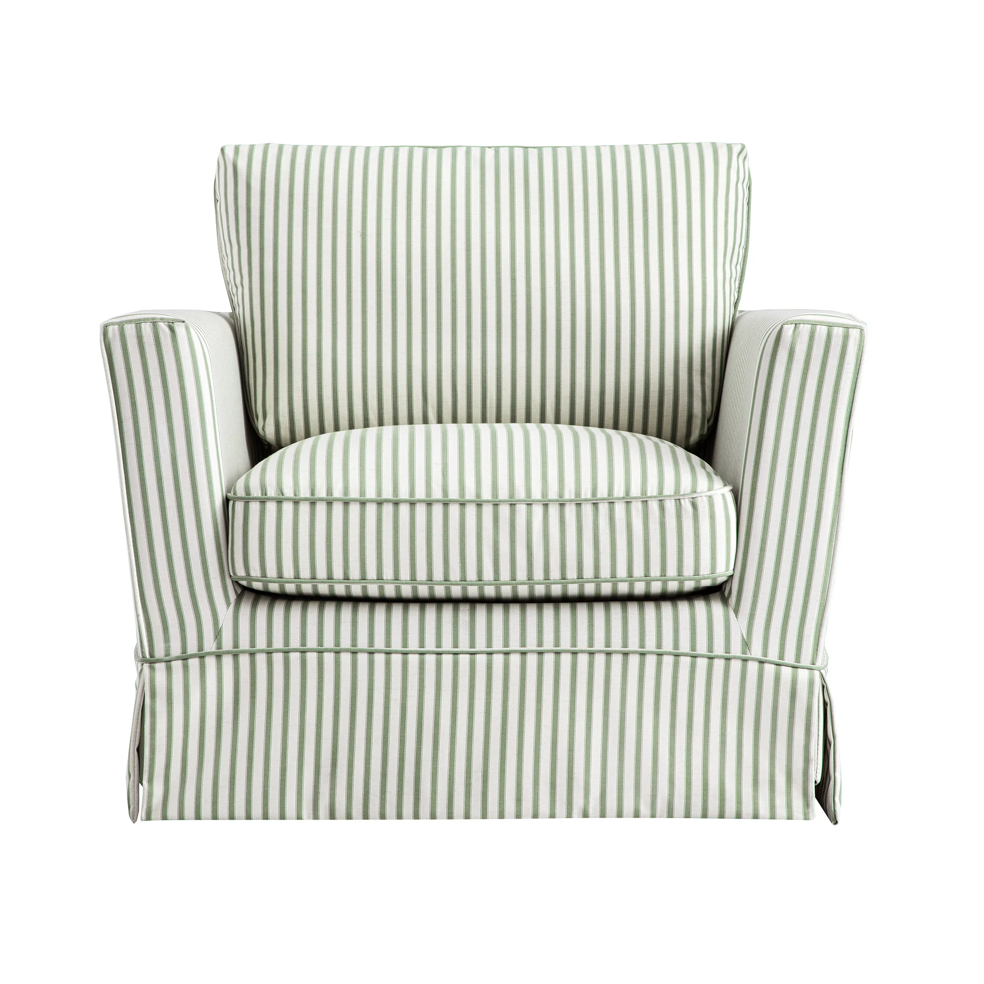 Fitz Skirted Armchair, Sage Striped Linen Blend - Image 9