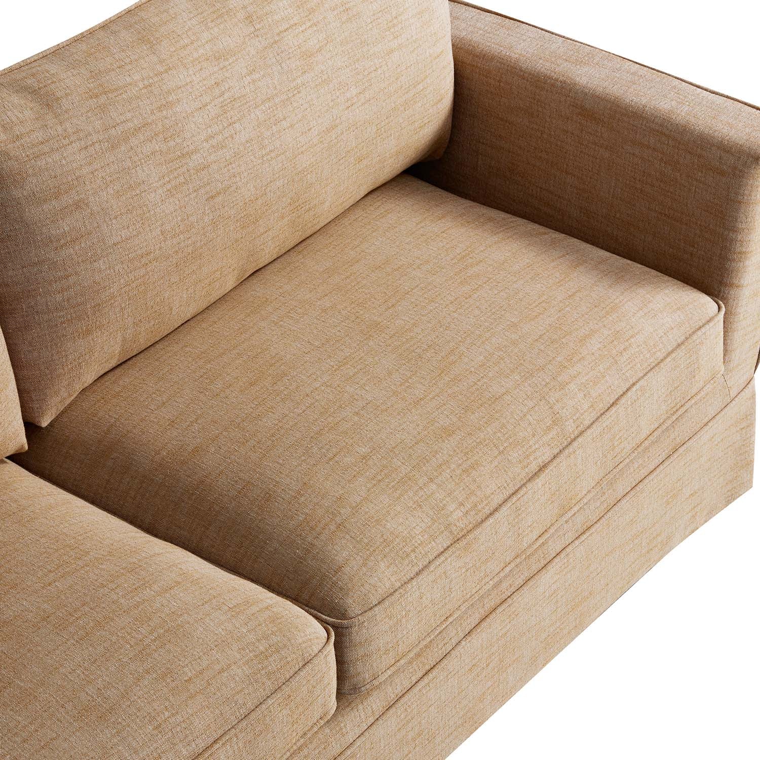 Fitz Skirted Large 3-Seater Sofa, Apricot Linen Blend - Image 14