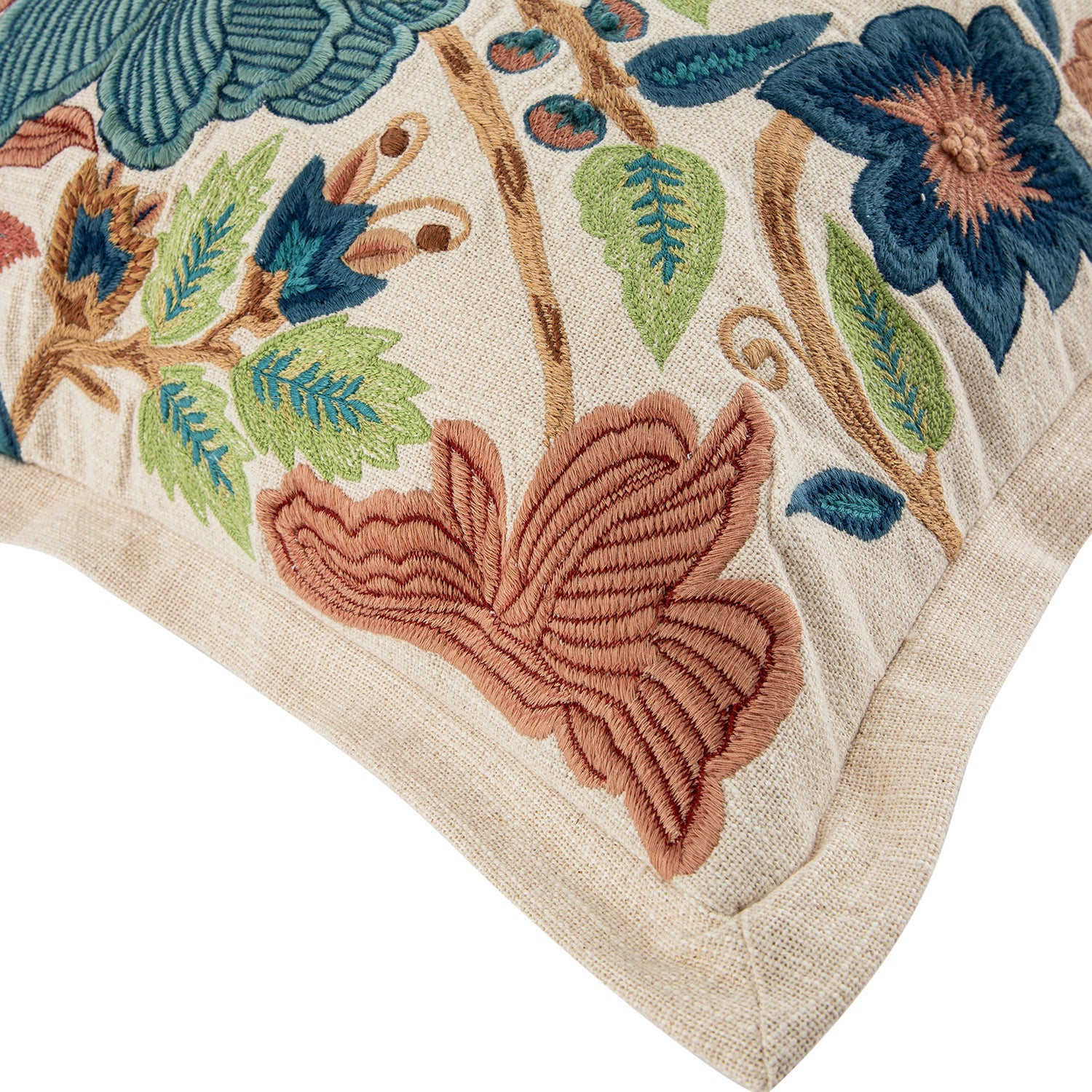 Flora & Fauna Hand Embroidered Birds Of Paradise Cushion - Image 4