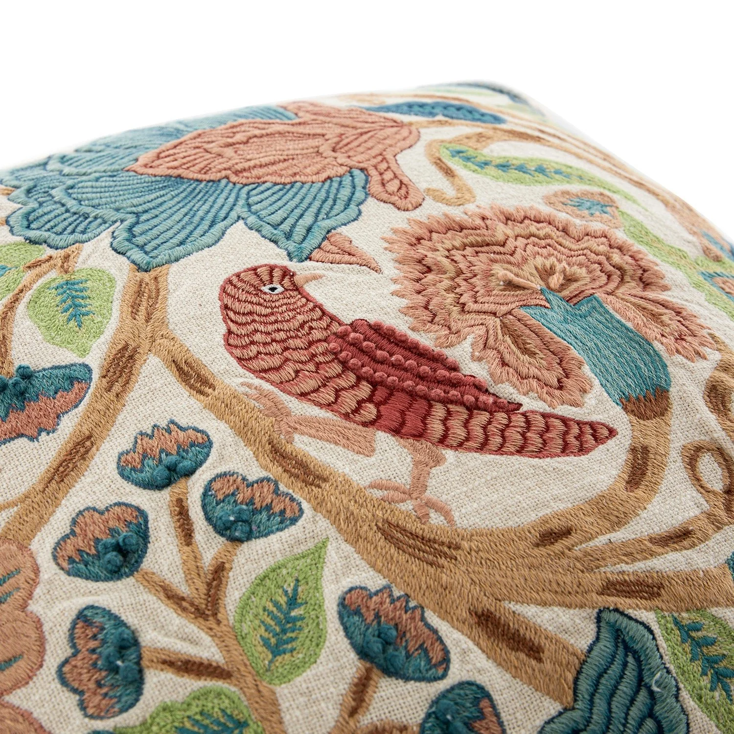 Flora & Fauna Hand Embroidered Birds Of Paradise Cushion - Image 5