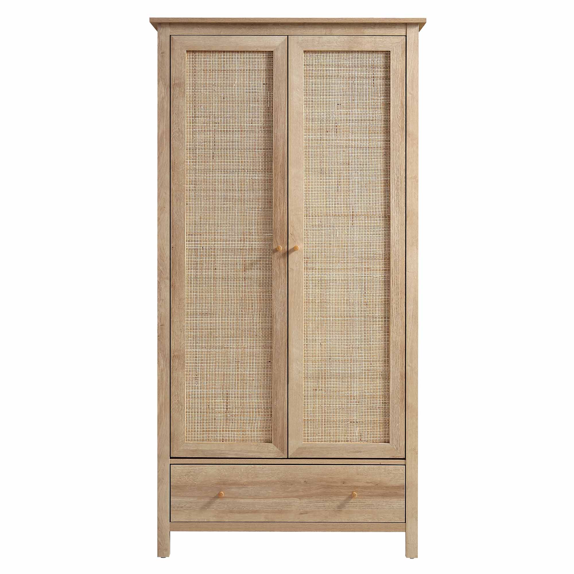 Frances Rattan Double Wardrobe with 1 Drawer, Natural - Image 3