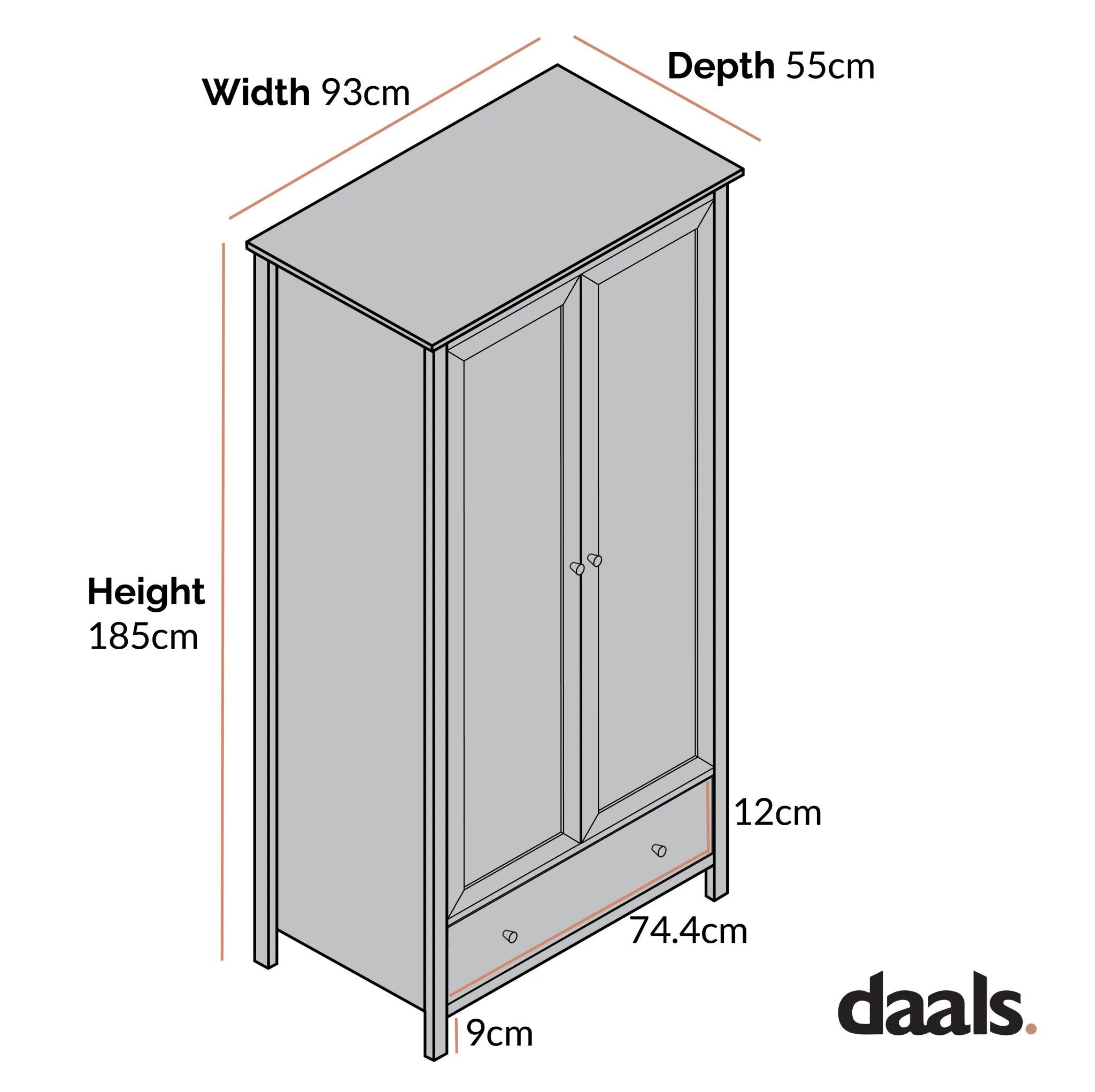 Frances Rattan Double Wardrobe with 1 Drawer, Natural - Image 5
