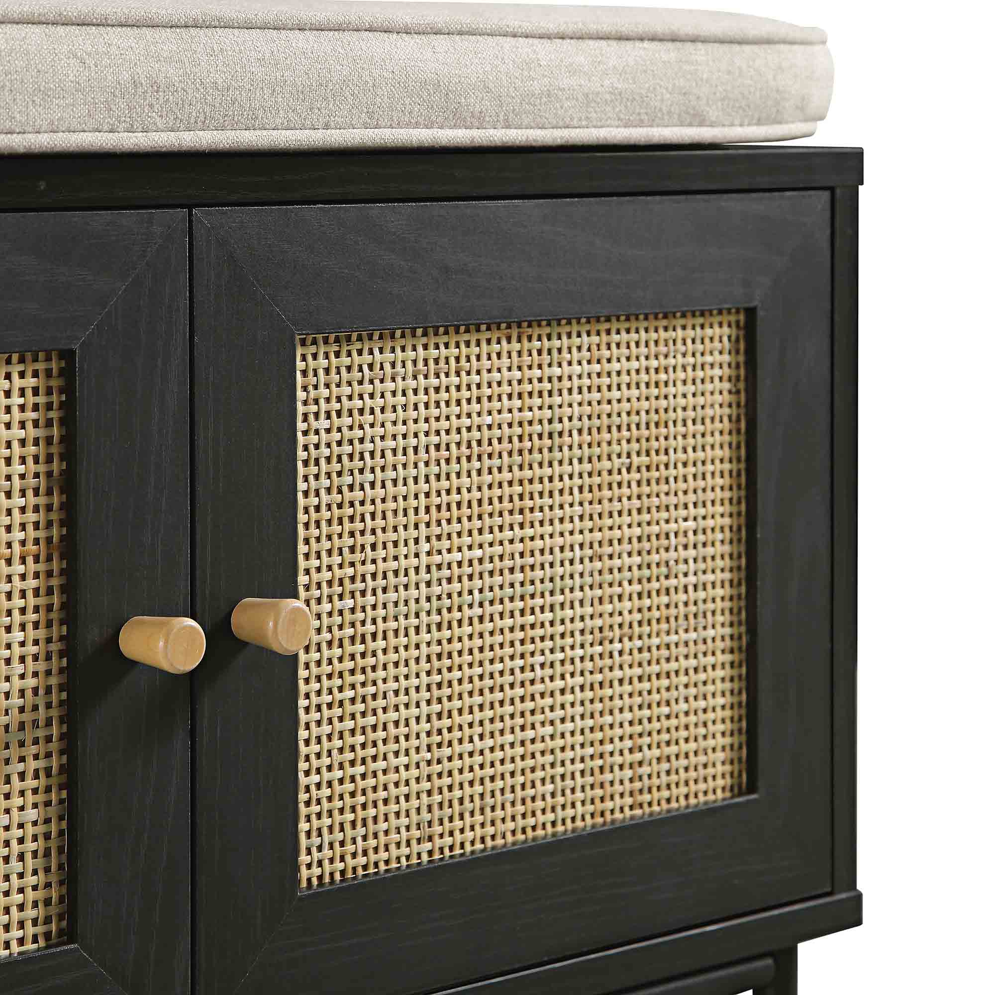 Frances Woven Hallway Unit with Cushion, Black - Image 10