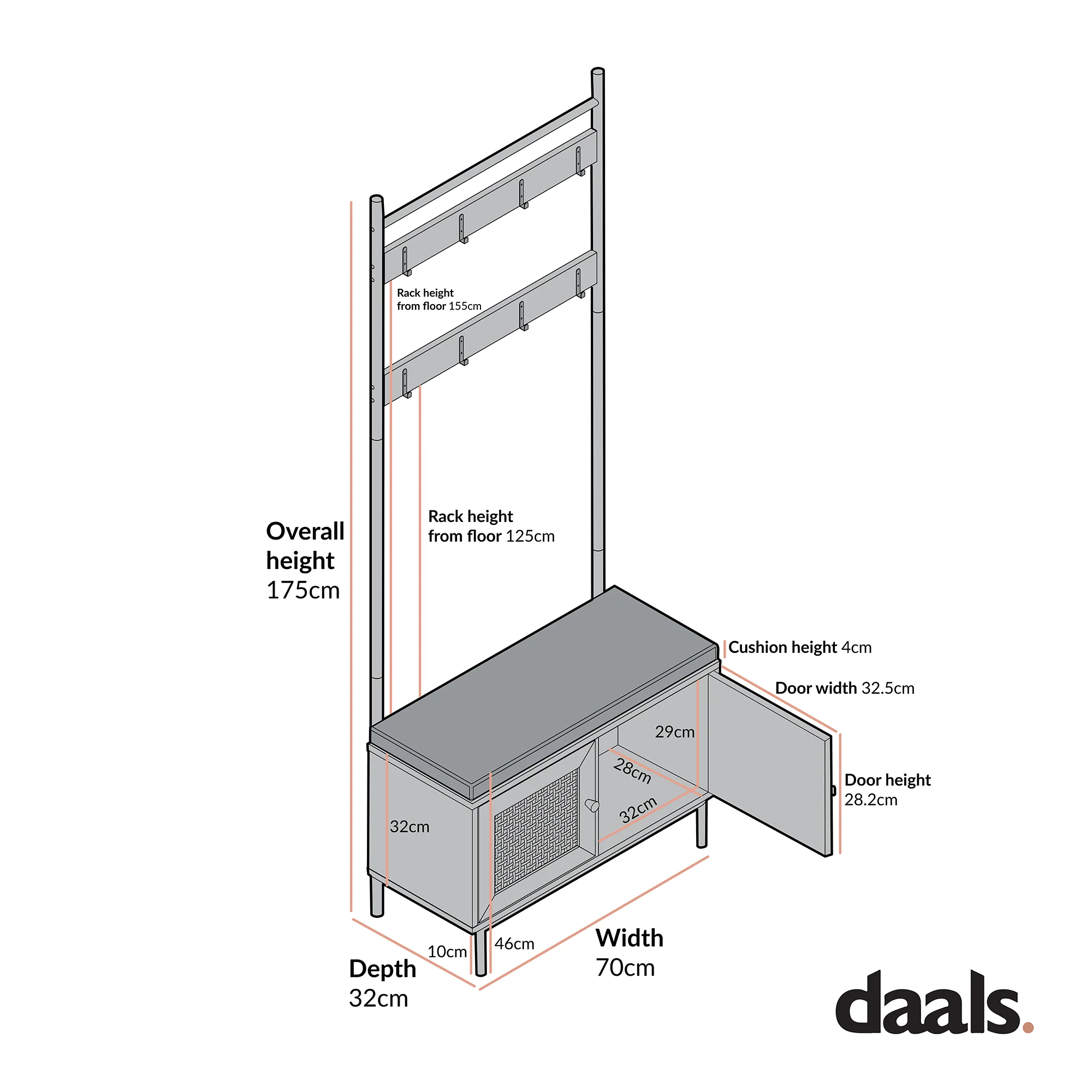 Frances Woven Hallway Unit with Cushion, Black - Image 6