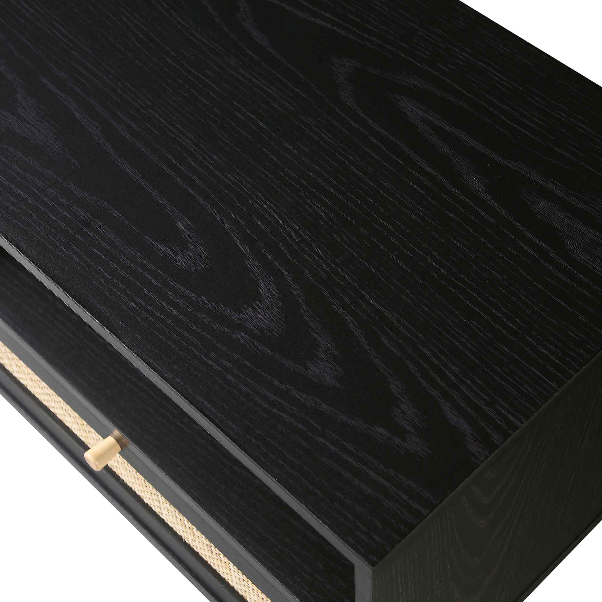 Frances Woven Rattan 160cm 3-Drawer TV Unit, Black - Image 13