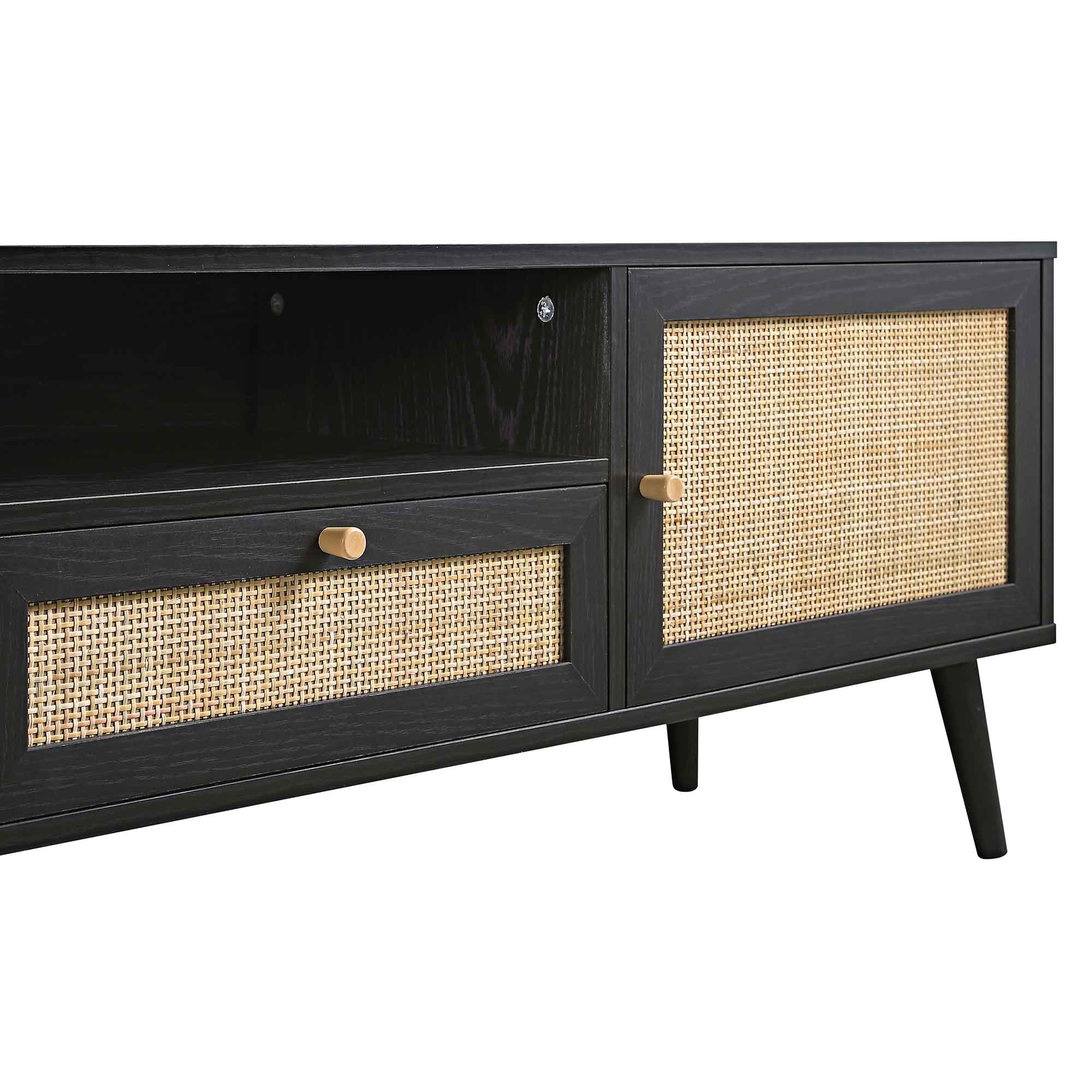 Frances Woven Rattan 200cm Wide TV Unit, Black - Image 11