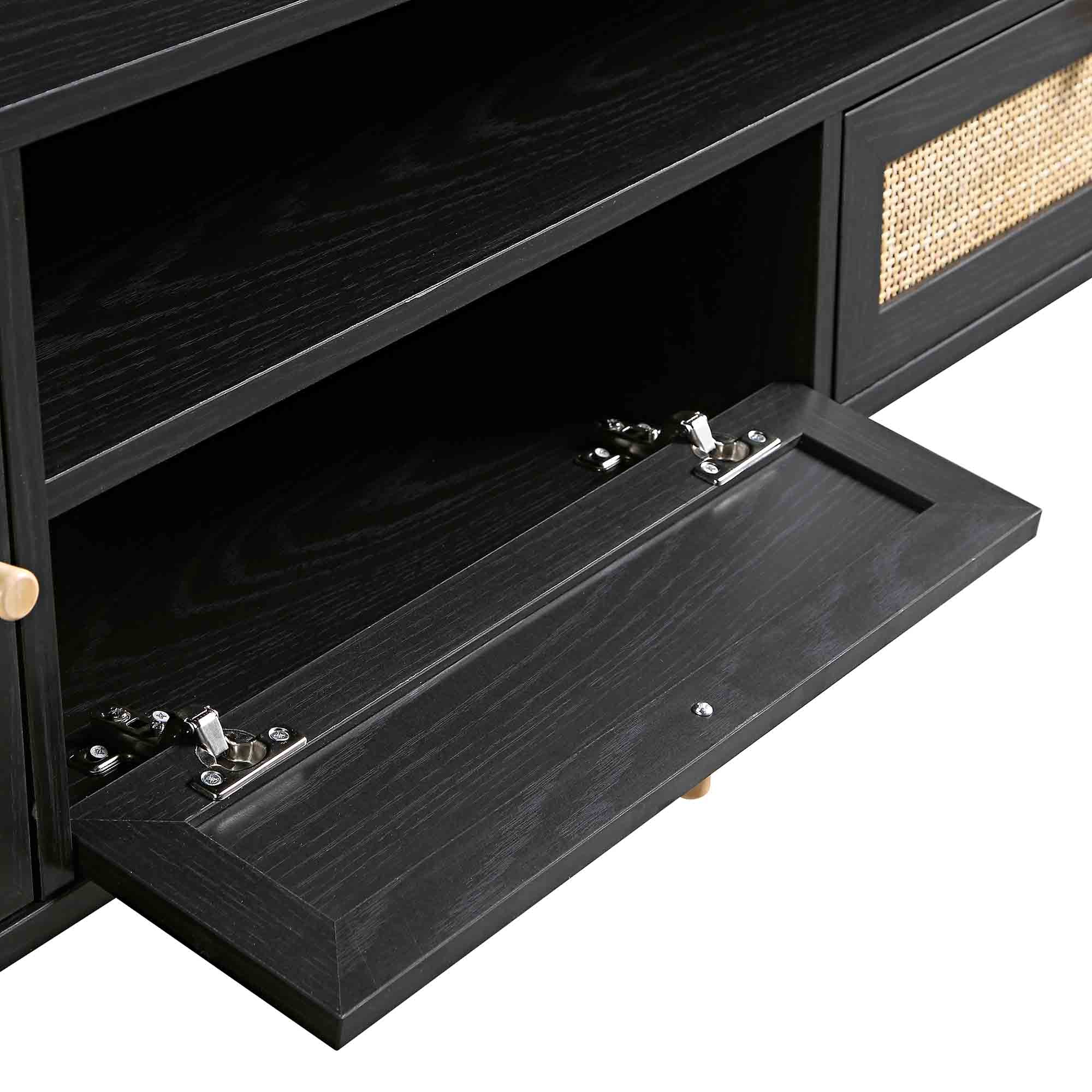 Frances Woven Rattan 200cm Wide TV Unit, Black - Image 13